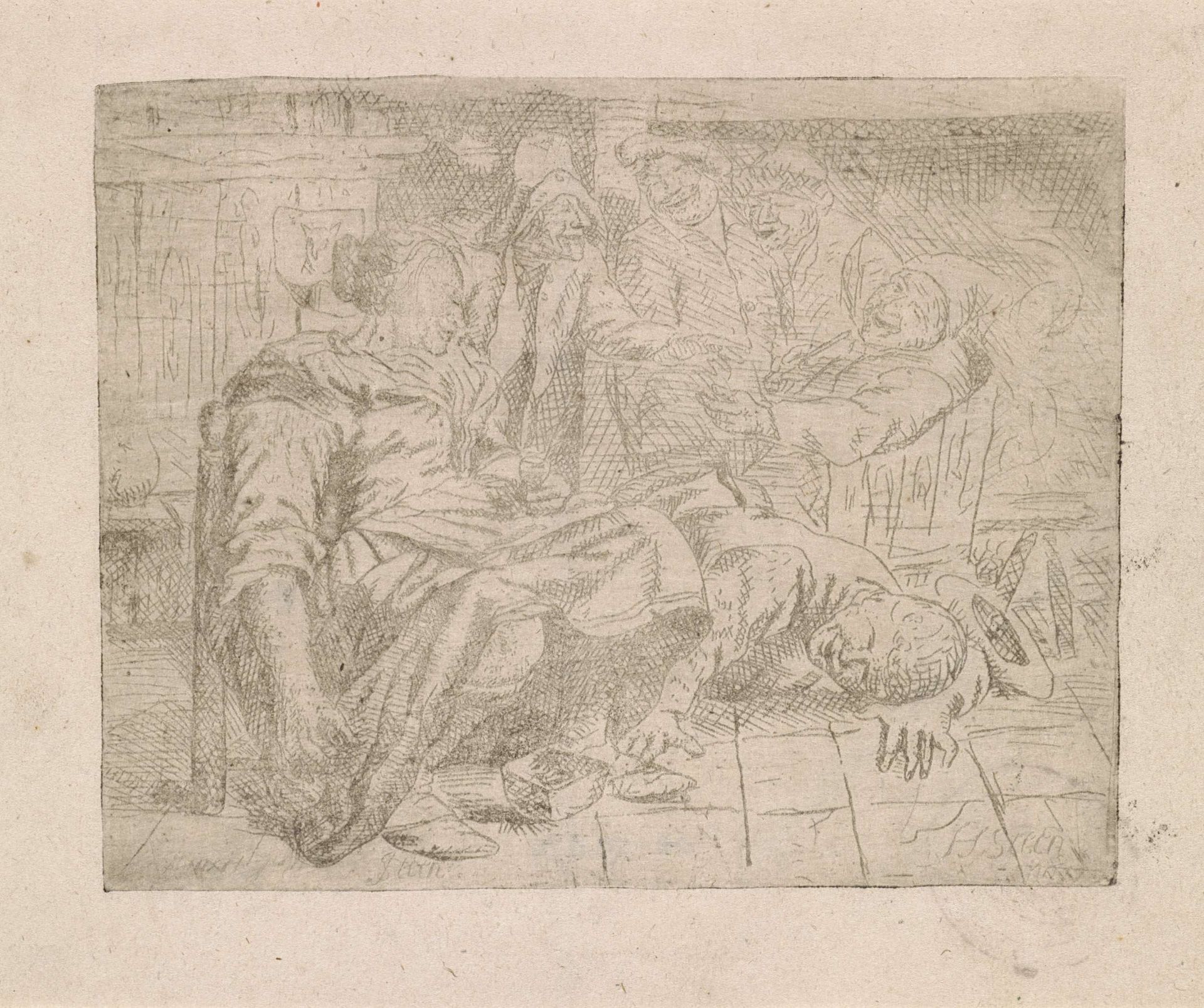 Herberg met lachend gezelschap by Jan Steen