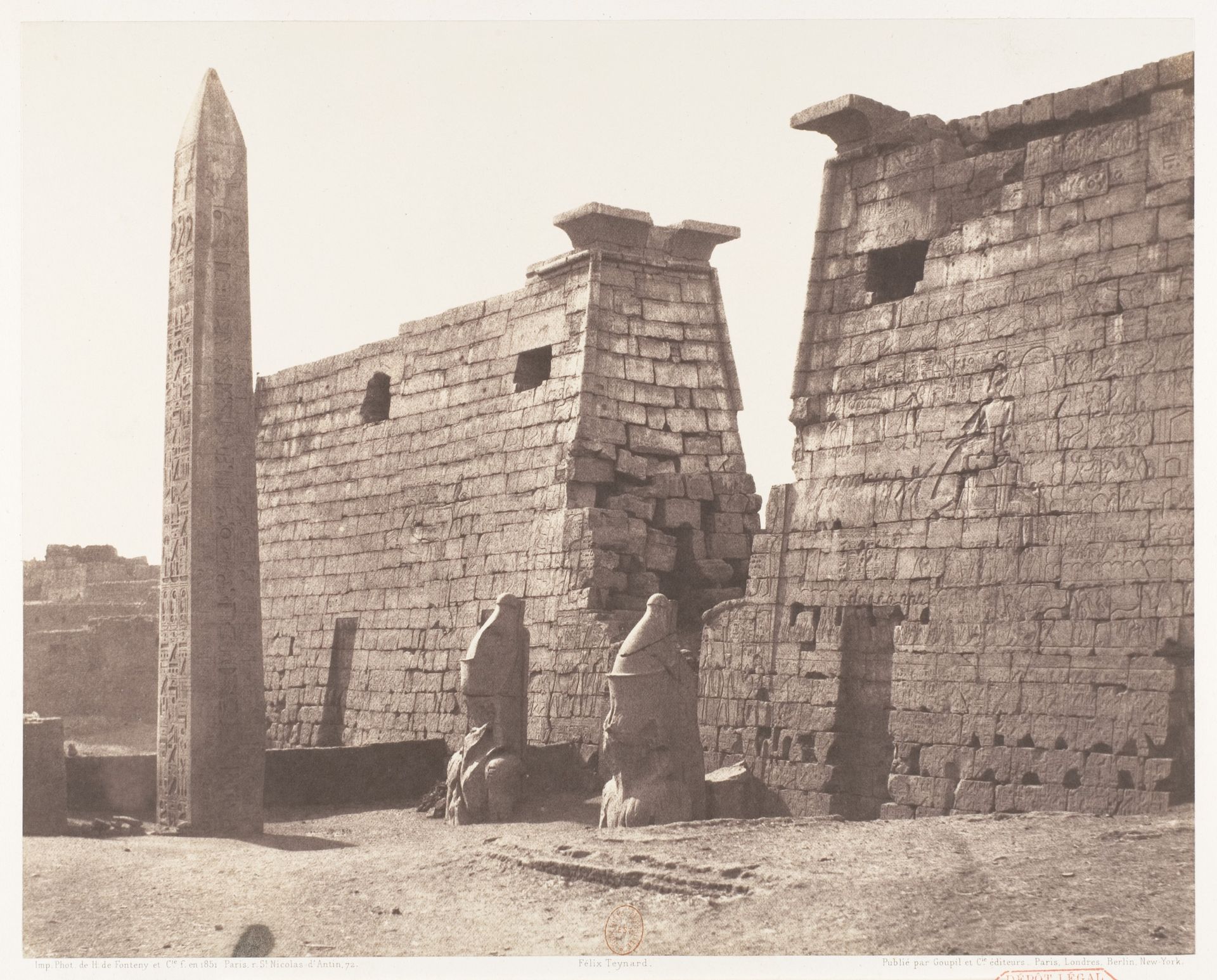 Louksor (Thèbes), Construction Antérieure - Pylône, Colosses et Obélisque by Félix Teynard