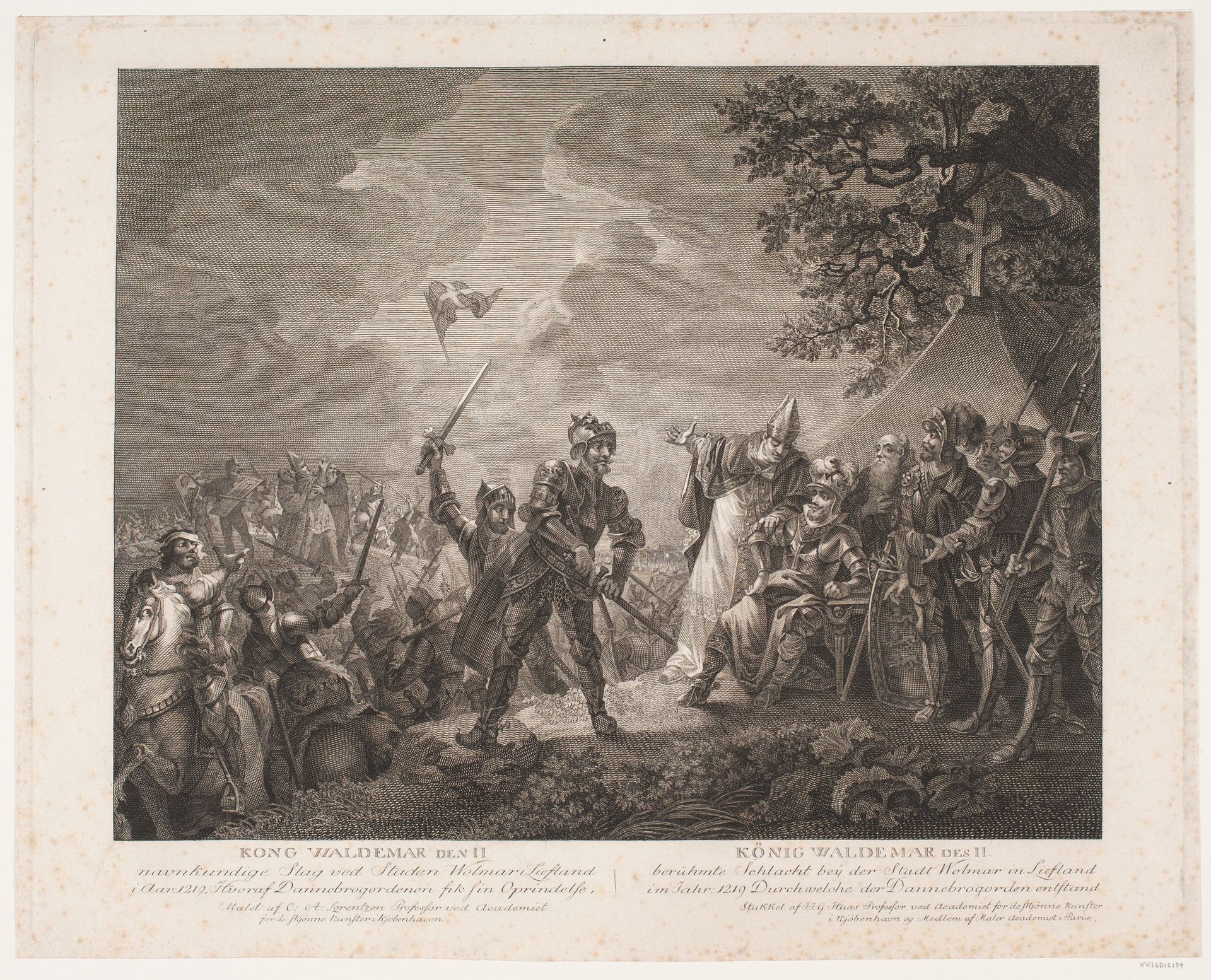 Kong Valdemar II's navnkundige slag ved staden Wolmar i Letland, 1219 by Georg Haas