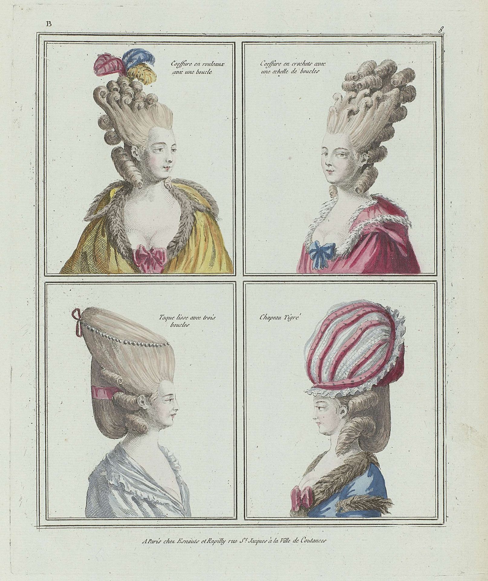 Gallerie des Modes et Costumes Francais, depuis 1776, B 8 : Coeffure en rouleaux (...) by Anonymous