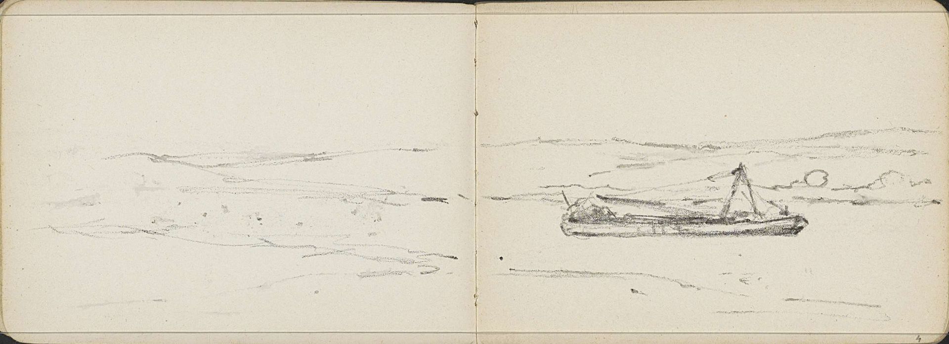 Boot op een rivier by Willem Cornelis Rip