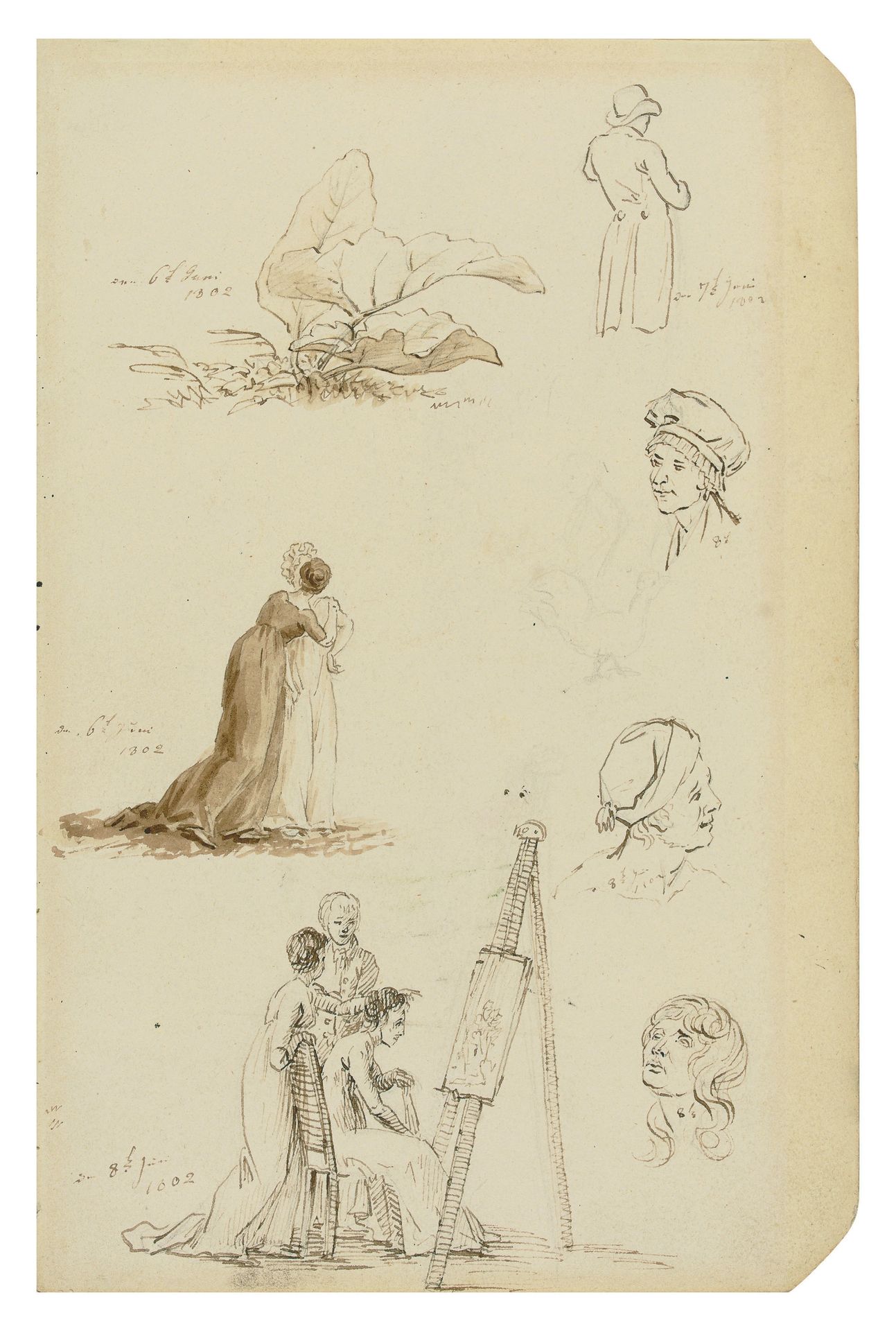 Study of heads, figures, and foliage by Caspar David Friedrich