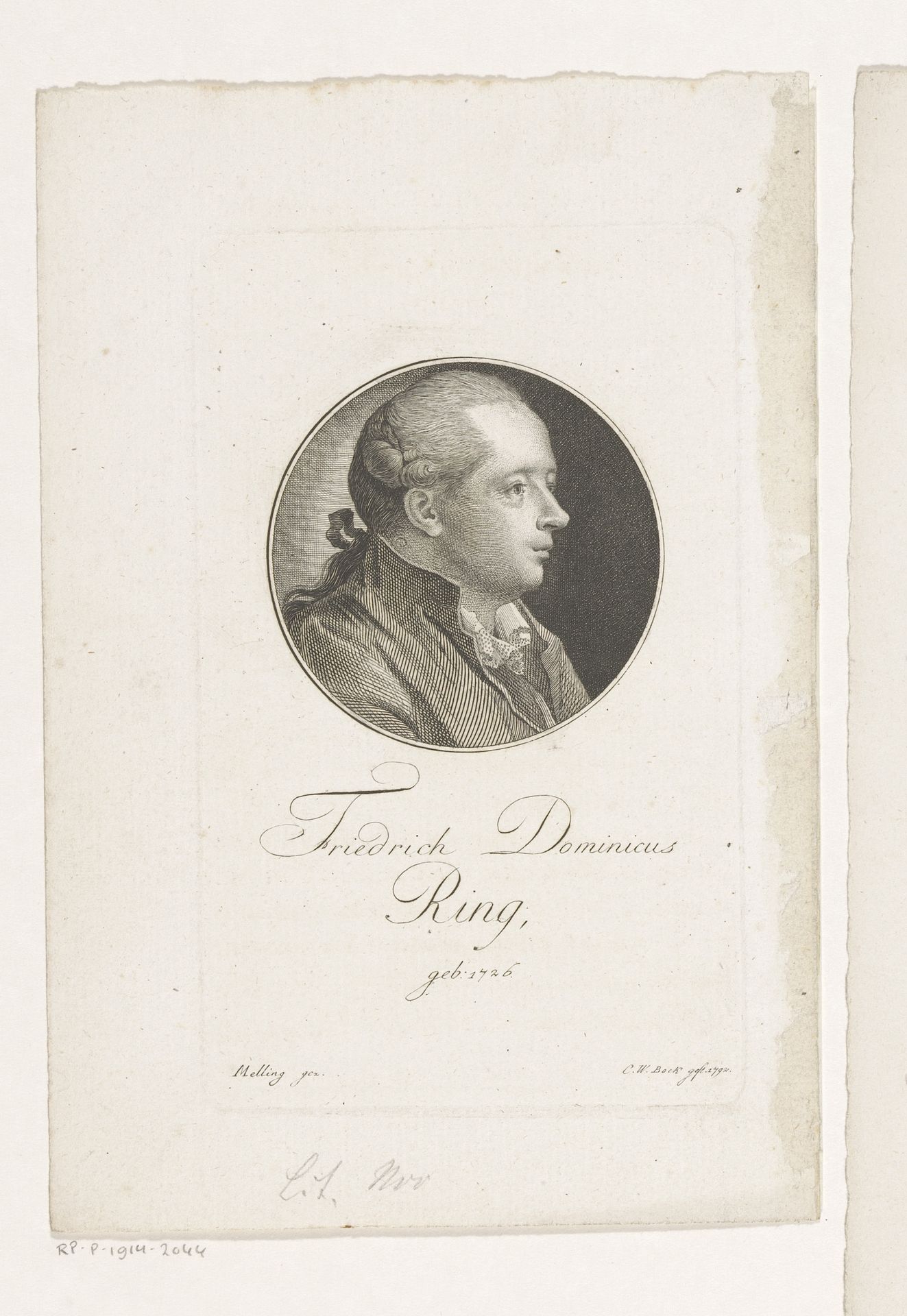 Portret van Friedrich Dominicus Ring by Christoph-Wilhelm Bock