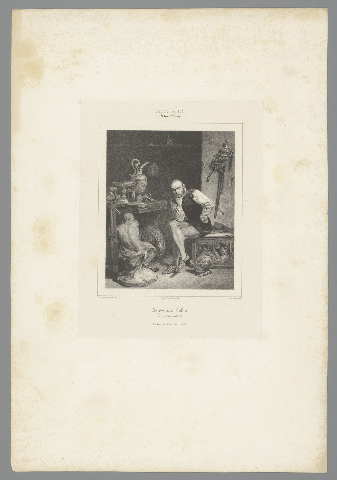 Benvenuto Cellini in zijn werkplaats by Adolphe Mouilleron