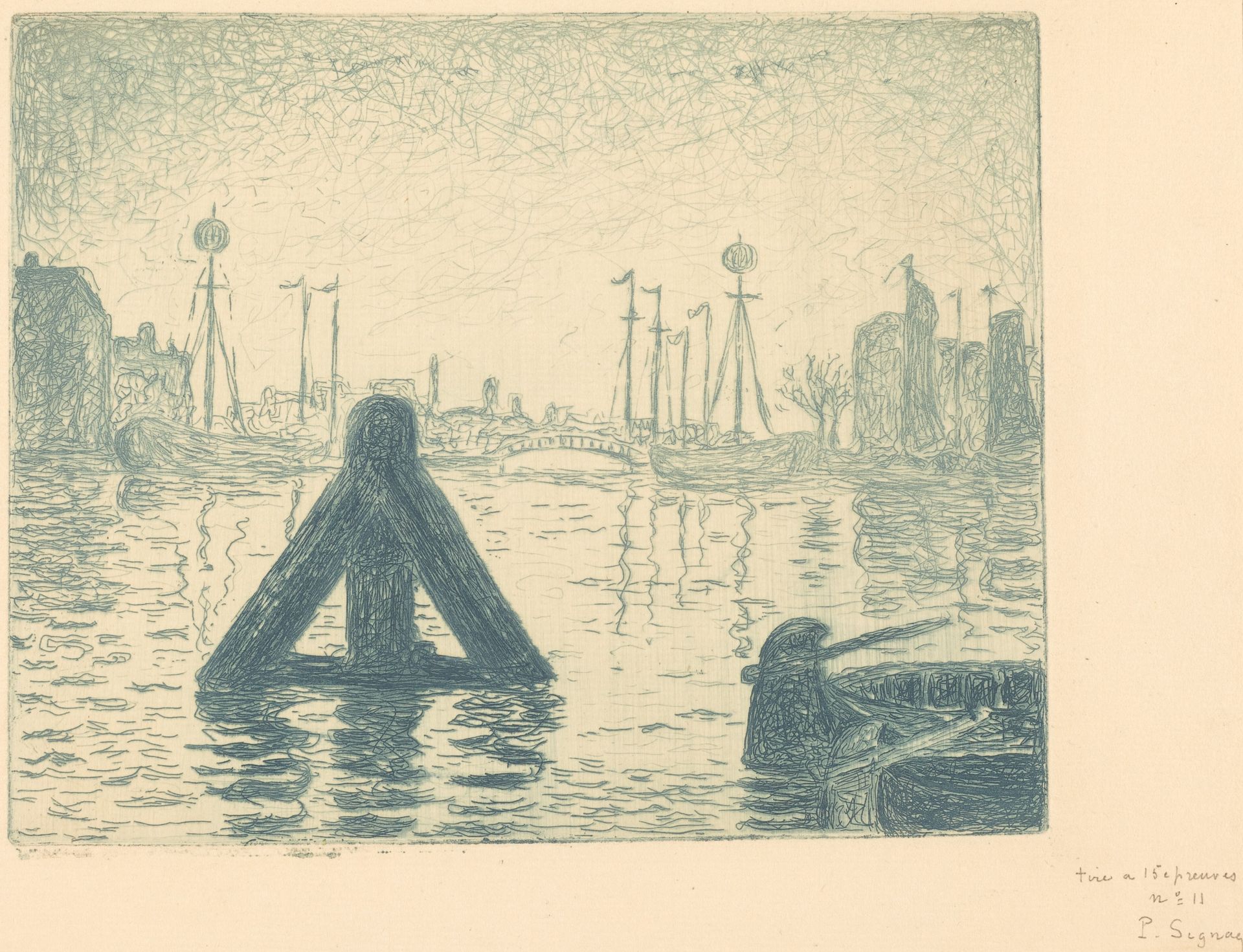 Harbor in Holland - Flushing (La balise - En Holland, Flessingue) by Paul Signac