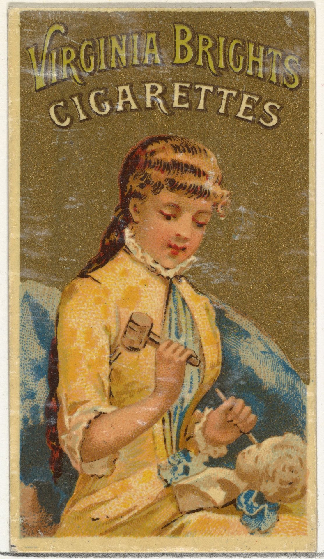From the Girls and Children series (N64) promoting Virginia Brights Cigarettes for Allen & Ginter brand tobacco products by Allen & Ginter