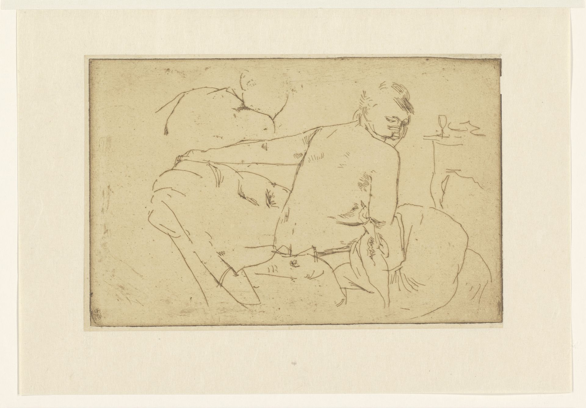 Zittend vrouwelijk halfnaakt by George Hendrik Breitner