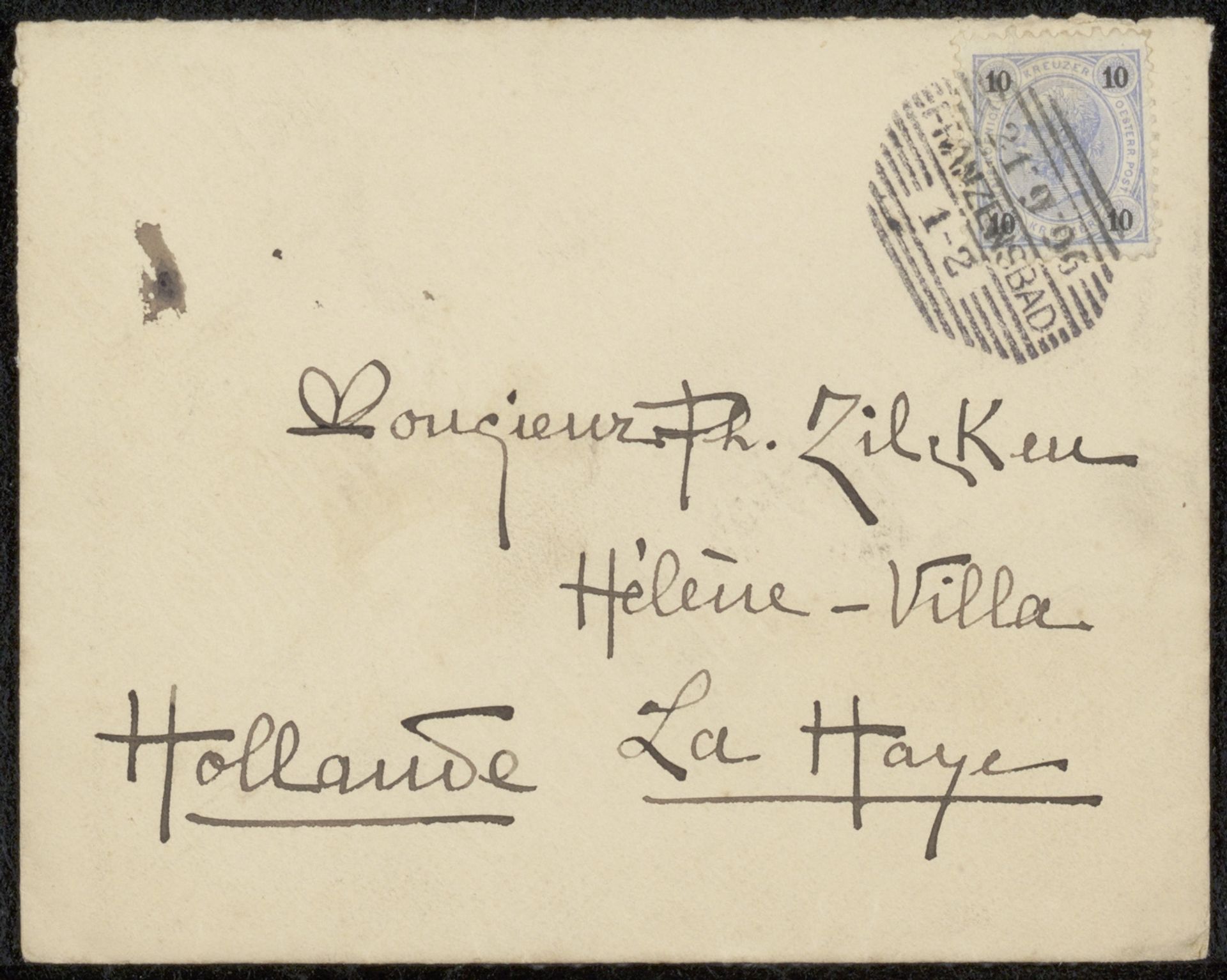 Envelop aan Philip Zilcken by Baronne Madeleine Deslandes