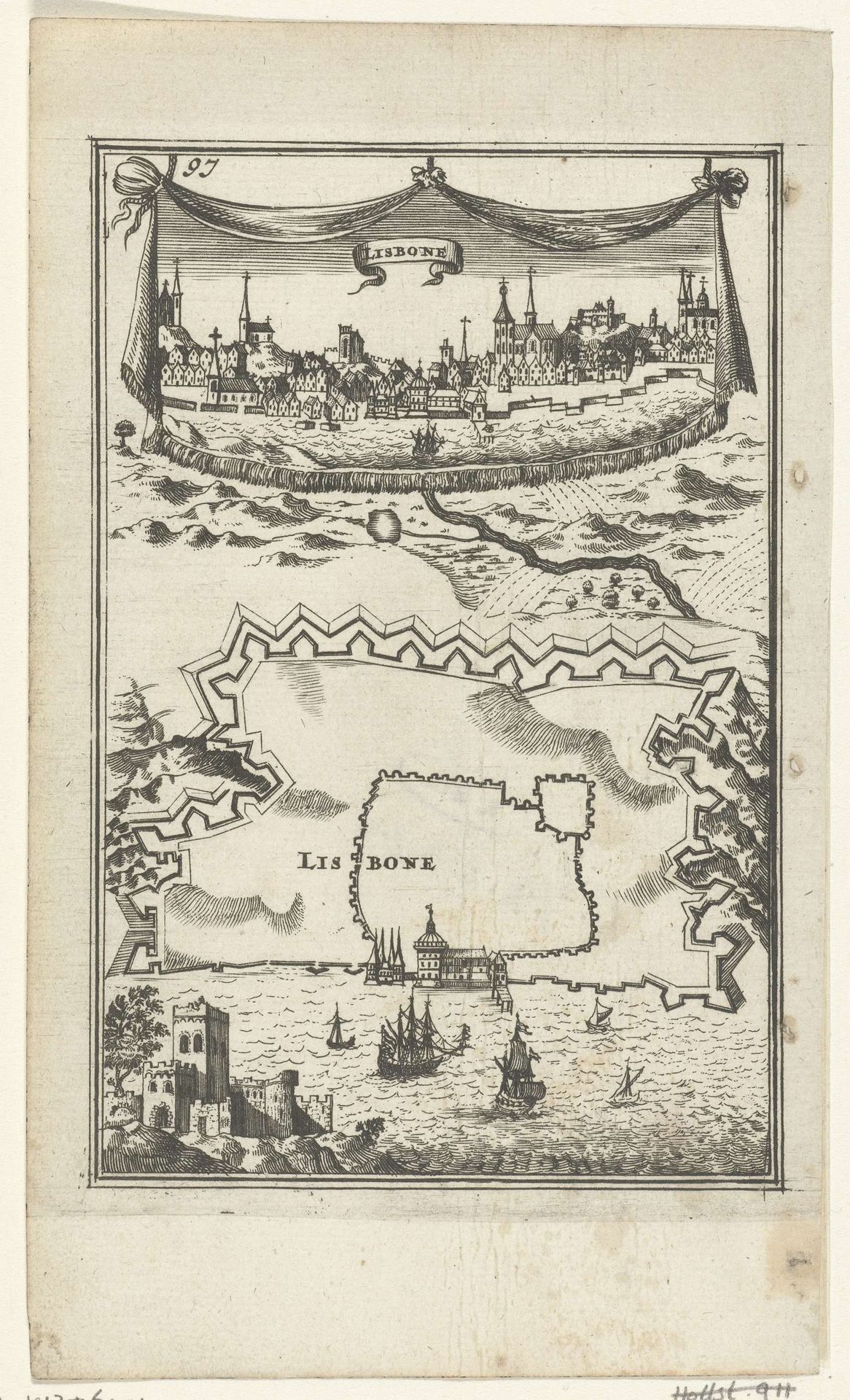 Illustratie voor 'Den Arbeid van Mars' van Allain Manesson Mallet by Romeyn de Hooghe