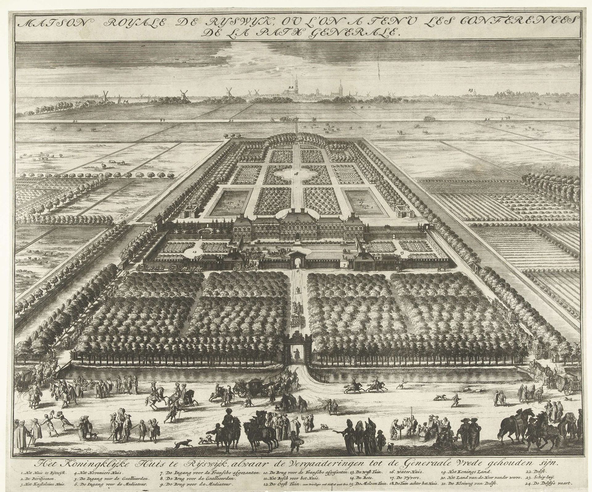 Gezicht op de tuinen bij het Huis ter Nieuburch in Rijswijk, 1697 by Jan van Vianen