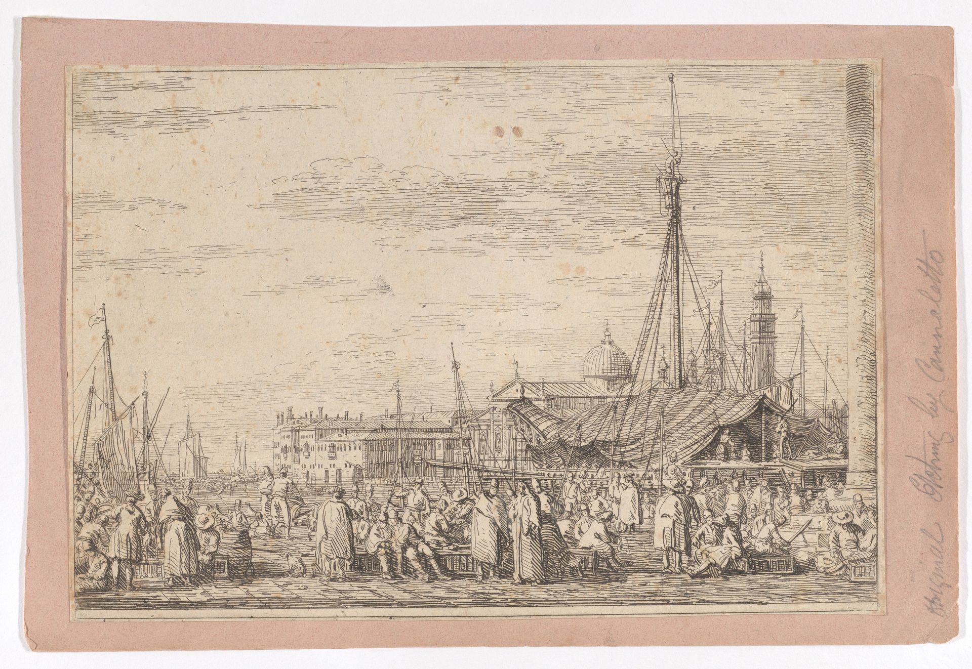 The market on the Molo in Venice by Canaletto