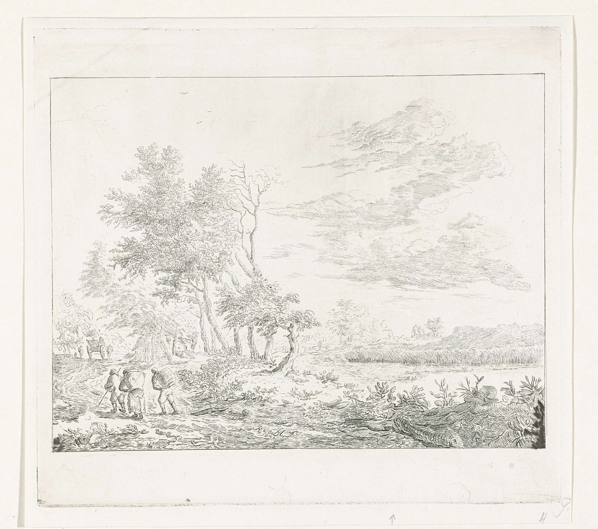 Reizigers in een landschap by Reinierus Albertus Ludovicus baron van Isendoorn à Blois