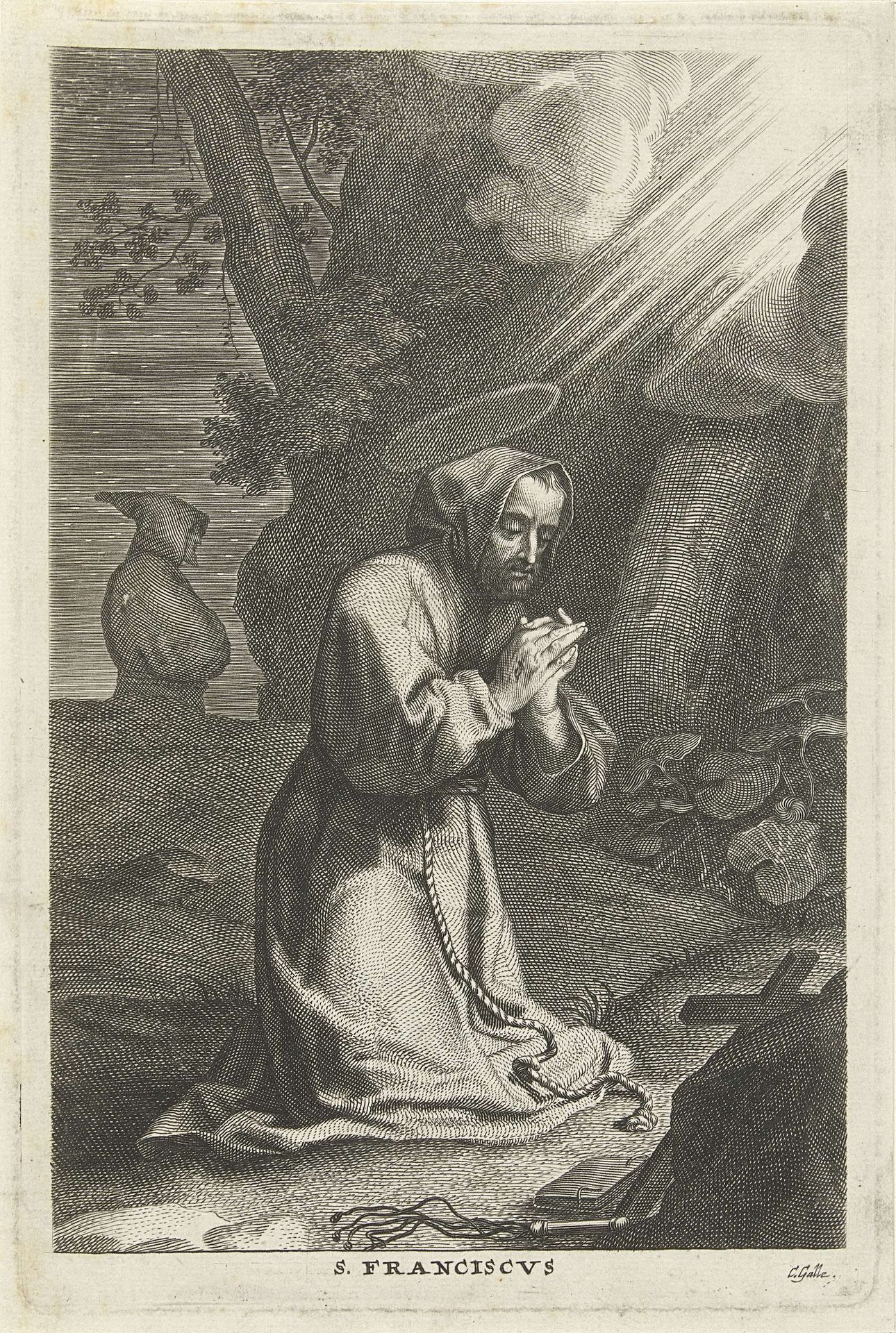 H. Franciscus van Assisi in gebed by Cornelis Galle I