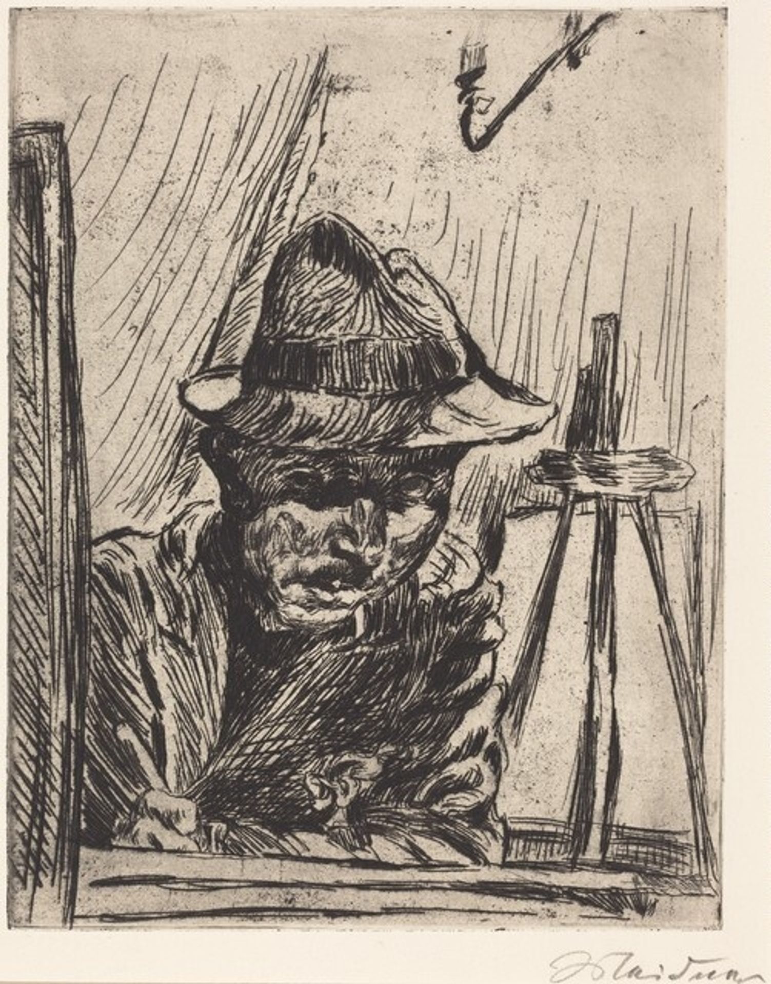 Self-Portrait in a Hat by Ludwig Meidner