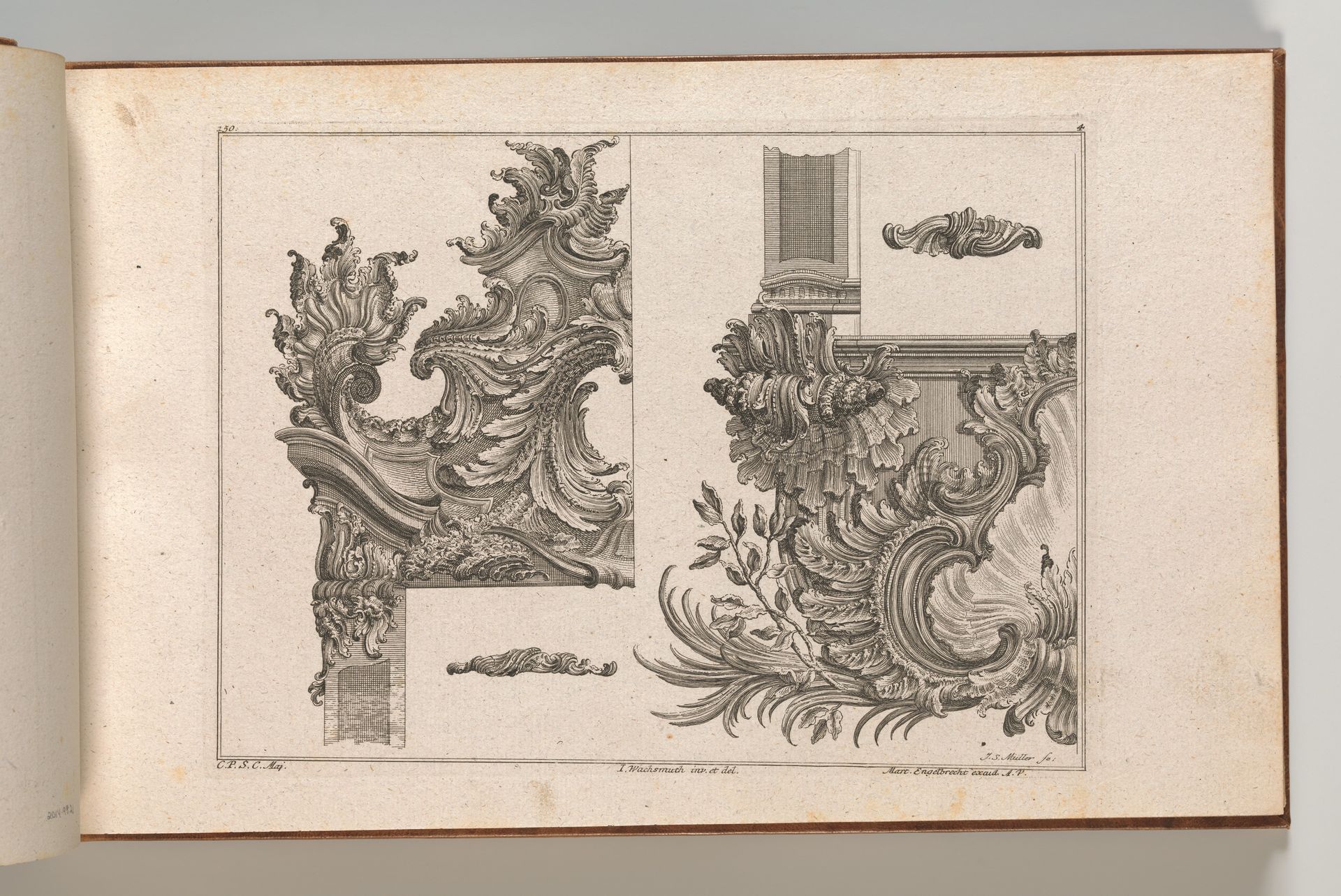 Suggestions for the Decoration of Frames, Plate 4 from 'Auβzierungen zu Thüren u. Fenster sehr nutzlich zu gebrauchen.' by Johann Sebastian Müller