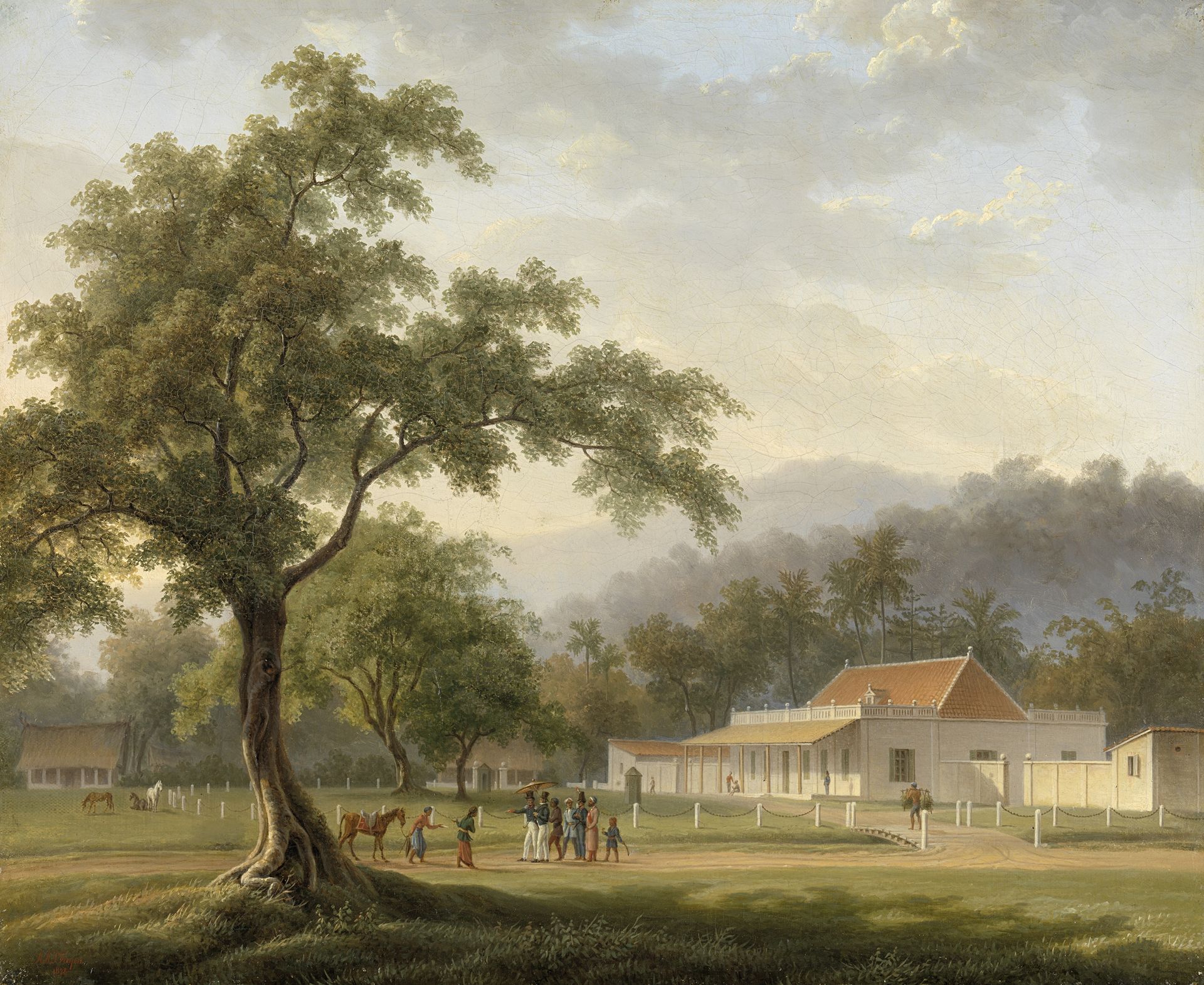 View of the house of the resident, Mr. J. Ph. van Zuylen van Nyevelt, in Banyuwangi (East Java) by Antoine Auguste Joseph Payen