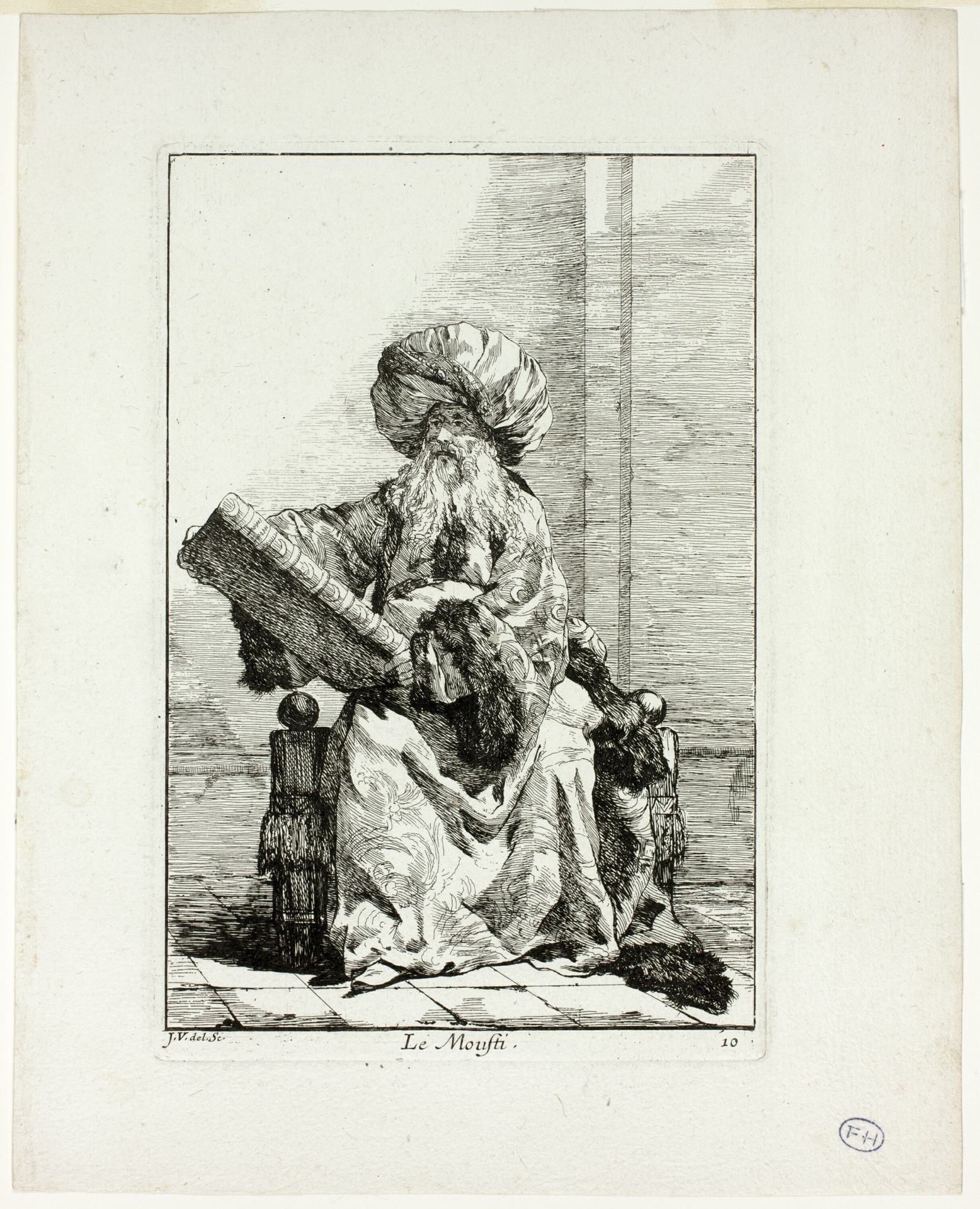 Le Moufti, plate ten from Caravanne du Sultan à la Mecque by Joseph Marie Vien