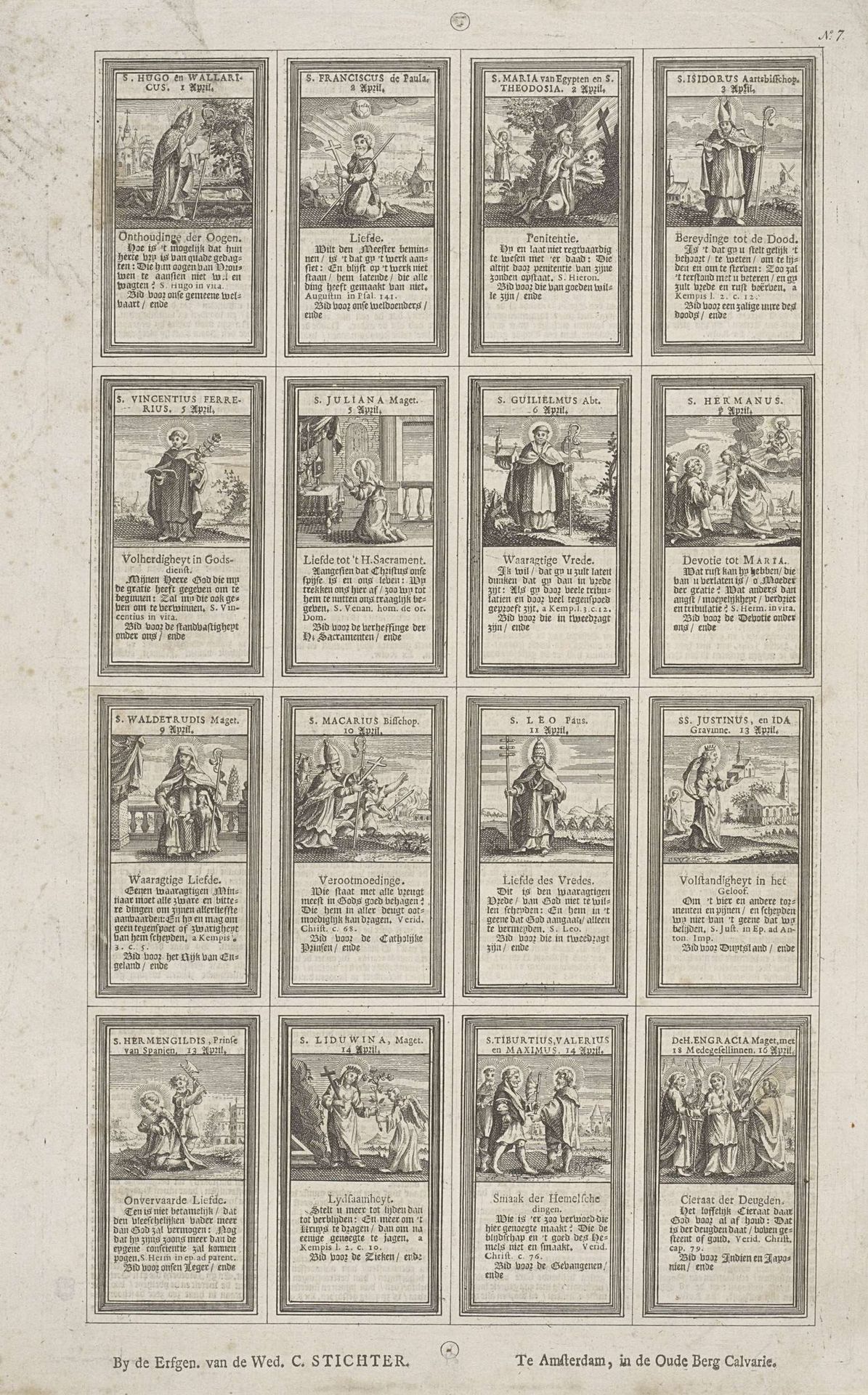 Bidprentjes by erven weduwe Cornelis Stichter