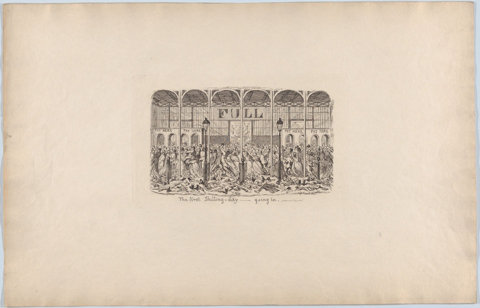 The First Shilling Day–Going In by George Cruikshank