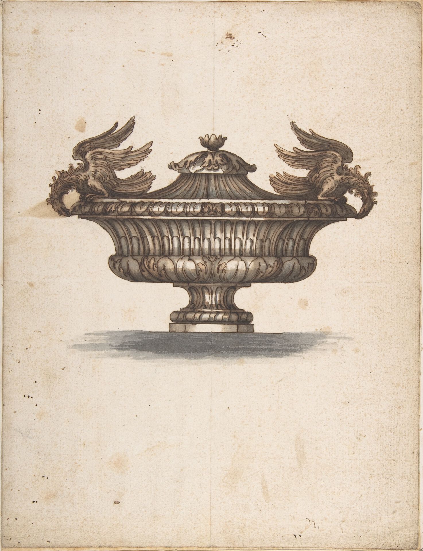 Design for a Covered Urn with Two Eagles by Anonymous