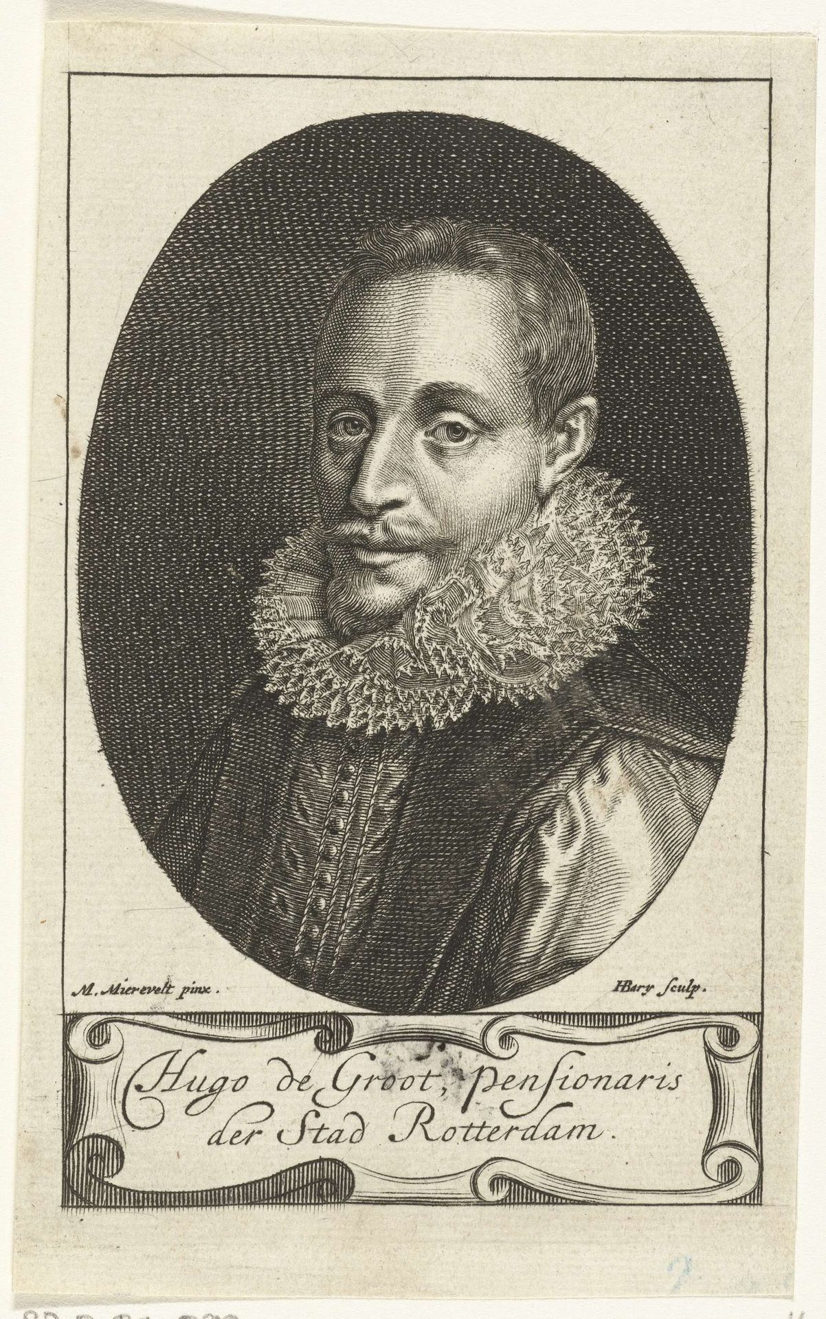 Portret van Hugo de Groot by Hendrik Bary