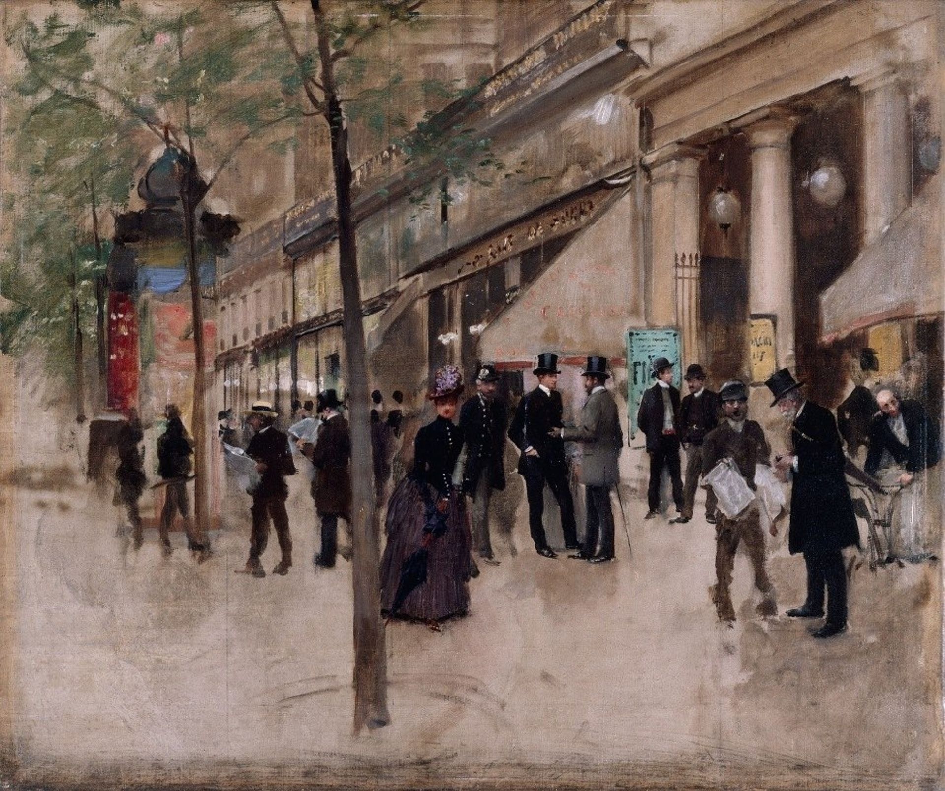 Le boulevard Montmartre, devant le théâtre des Variétés, l’après-midi by Jean Béraud