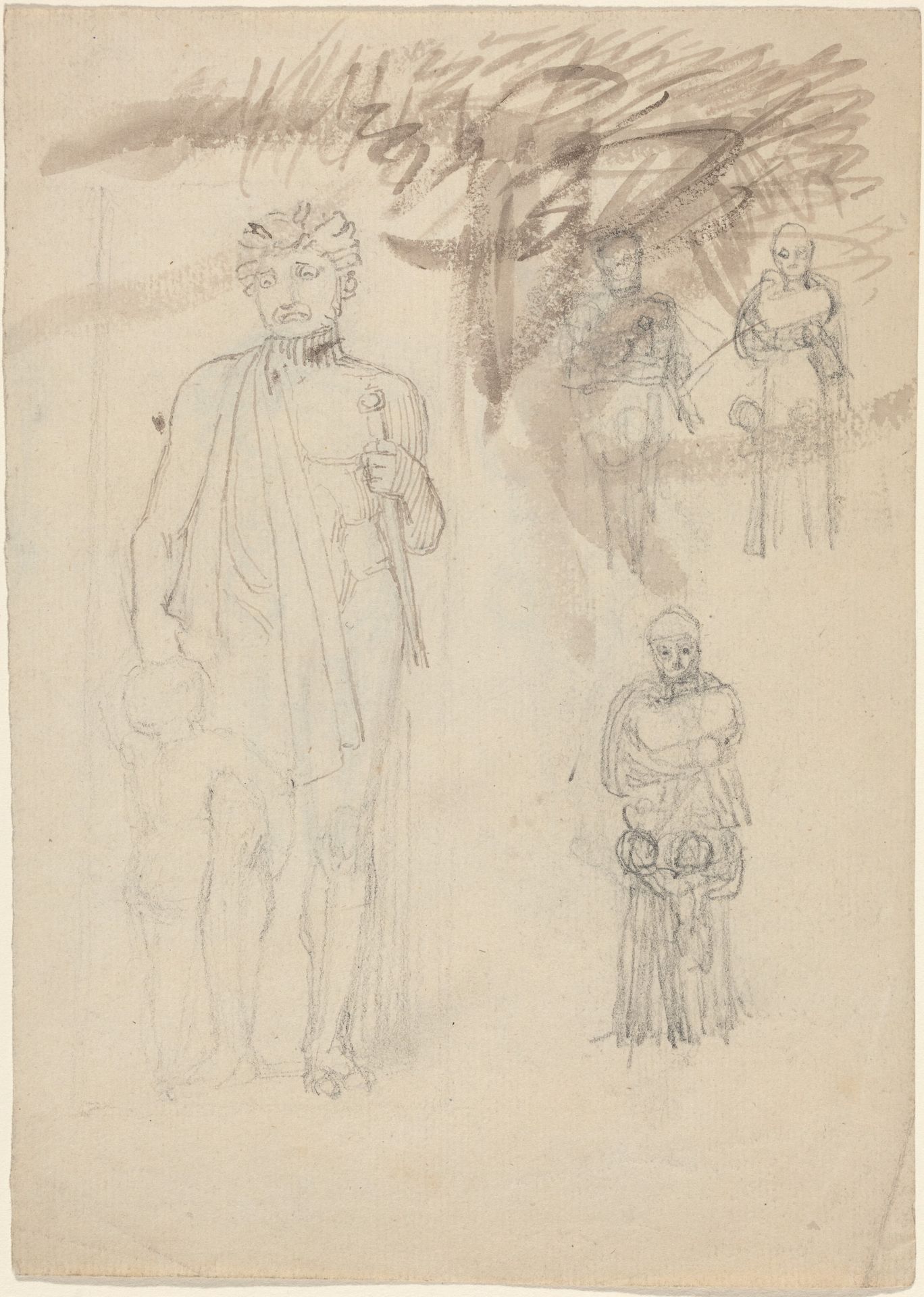 Sheet of Studies, including Warrior with Child [recto and verso] by John Flaxman