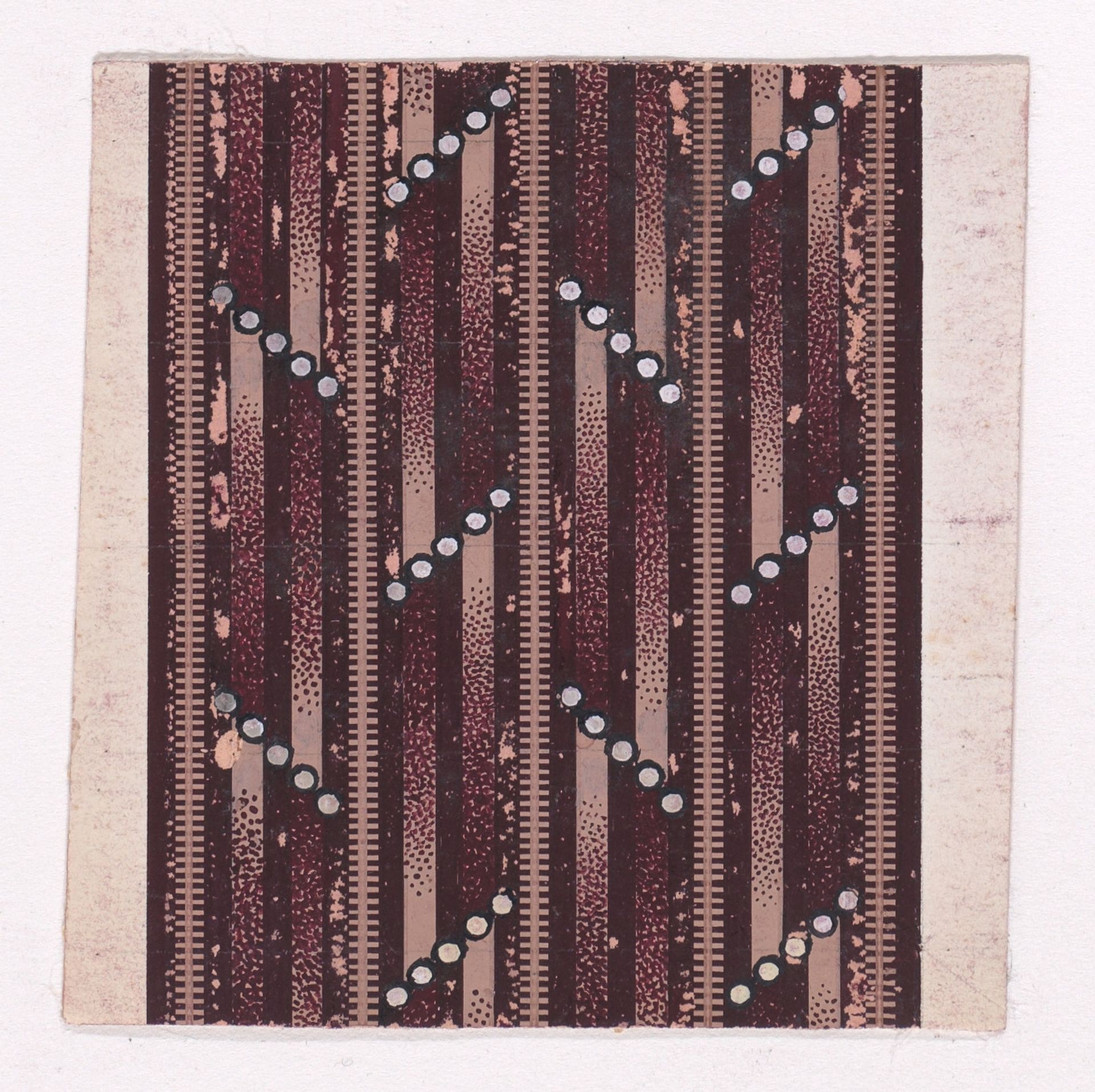 Textile Design with Alternating Horizontal Strips of Pearls over a Striped Background by Anonymous