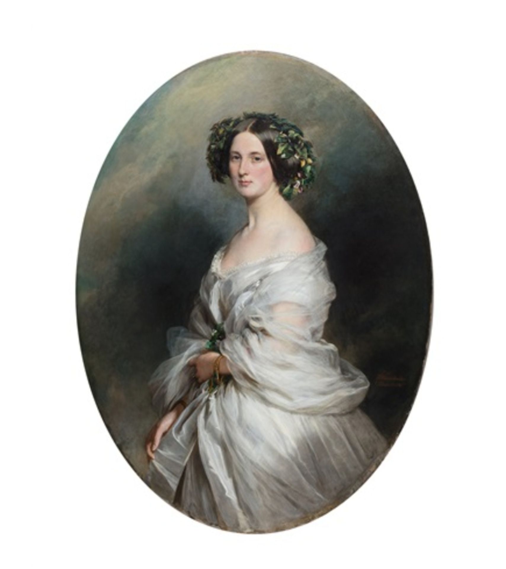 A Portrait of A Lady (thought to be Therese Freifrau Von Bethmann, nee Freiin Vrints V Treuenfeld) by Franz Xaver Winterhalter