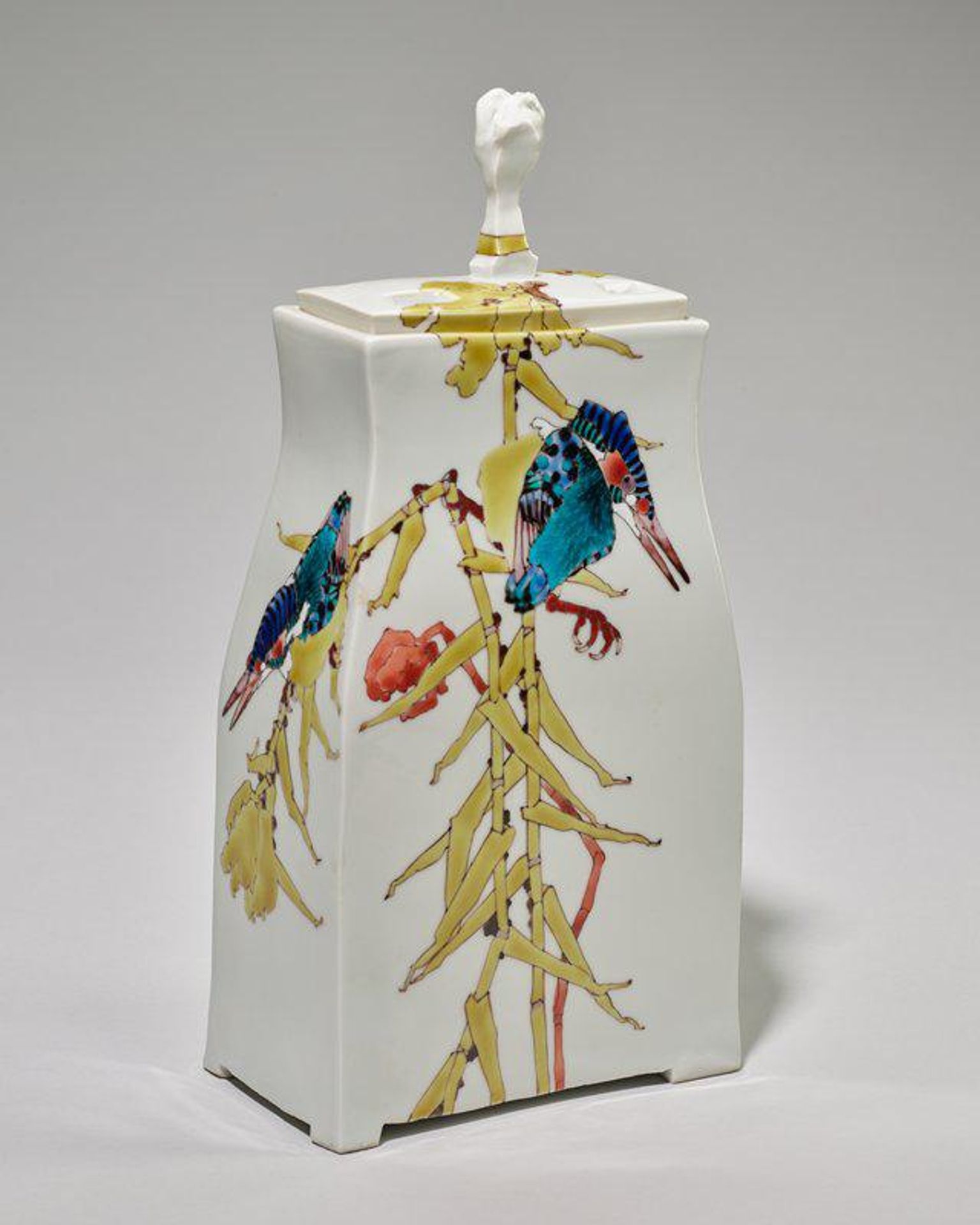 Untitled [Incense burner decorated with kingfishers] by Takegoshi Jun