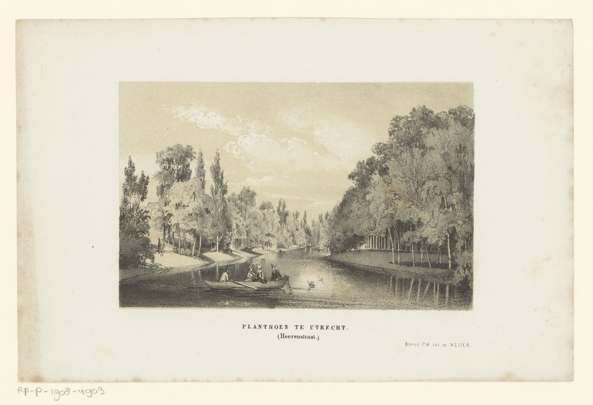 Gezicht op de Singelgracht in Utrecht by Pieter Wilhelmus van de Weijer