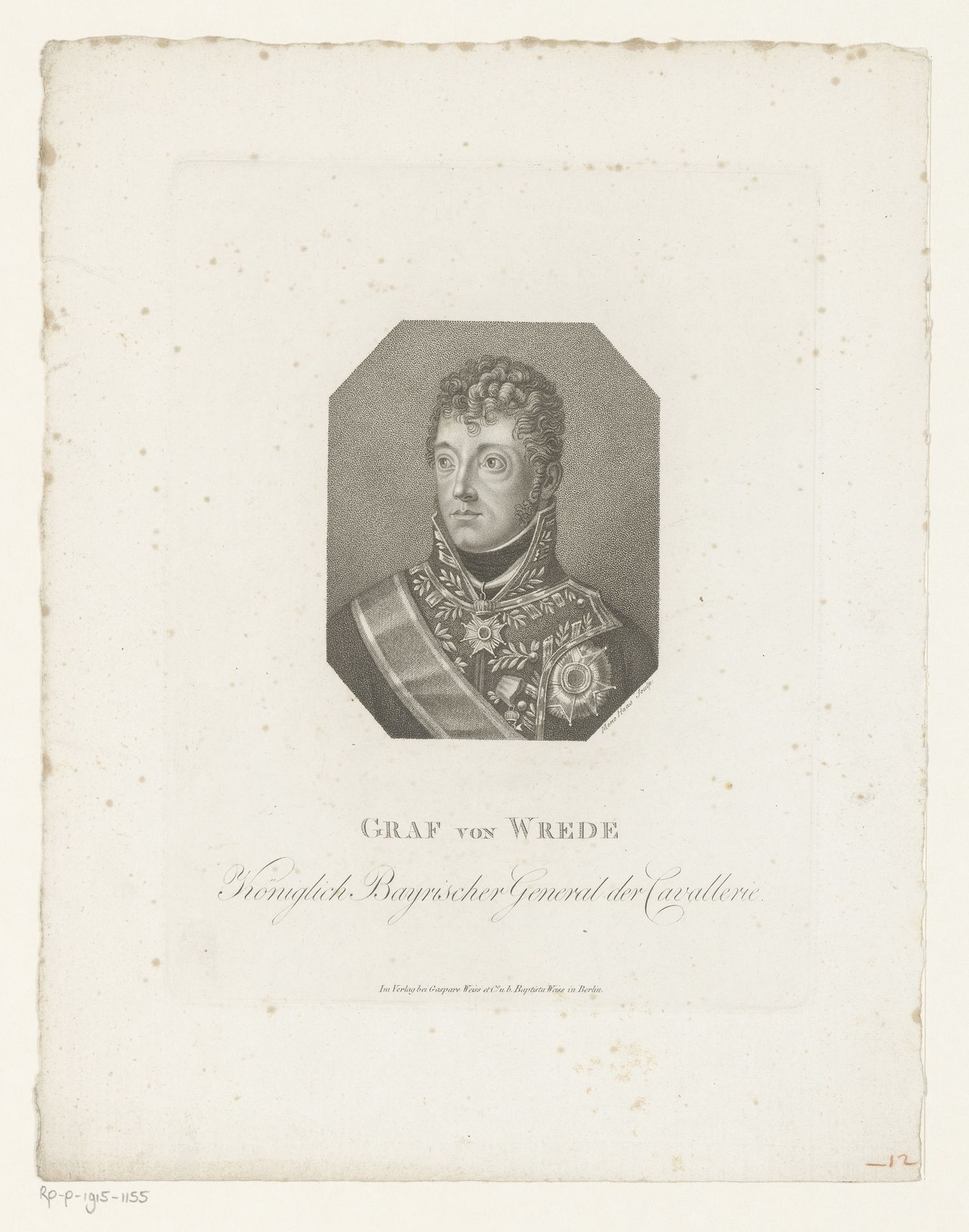 Portret van Carl Philipp von Wrede by Meno Haas