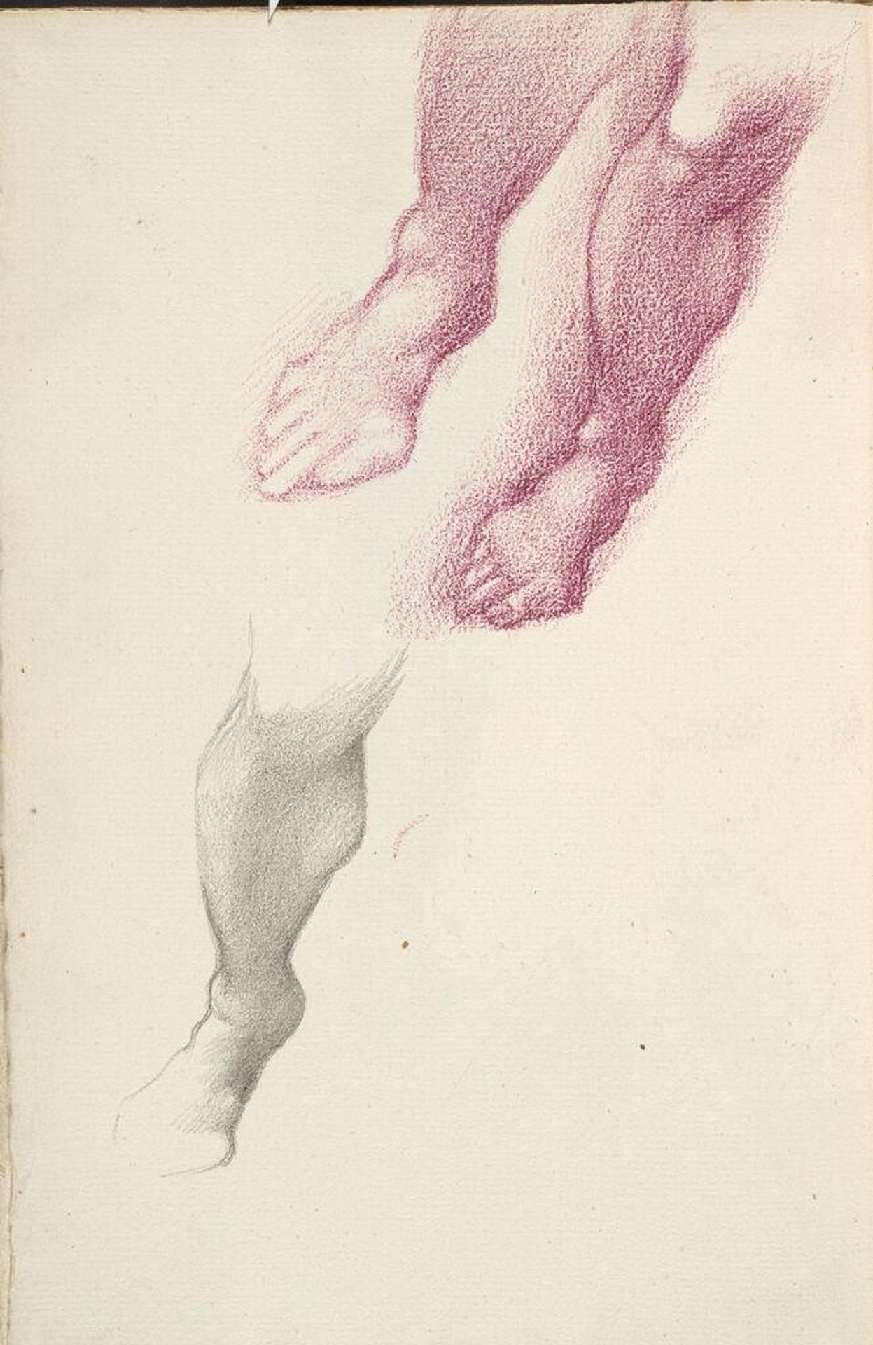 Blank; verso: Studies of a Male Right Leg, for "The Tree of Forgiveness" by Edward Burne-Jones