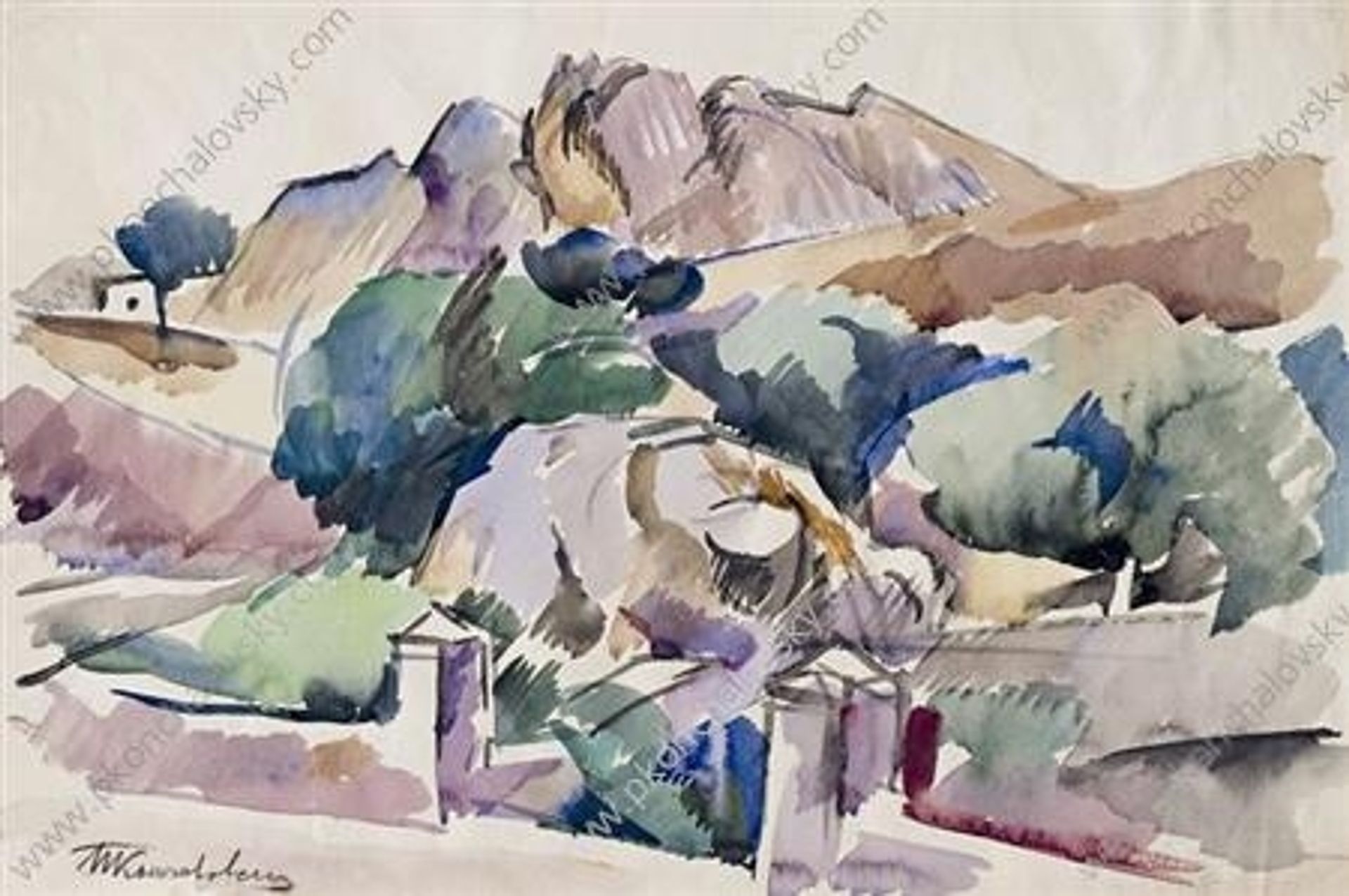 Gurzuf. The mountains. by Pyotr Konchalovsky