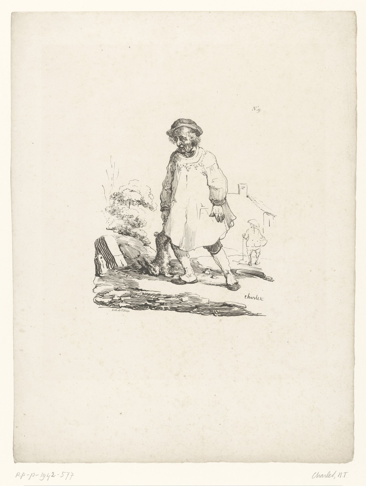 Stroper met dode haas by Nicolas Toussaint Charlet