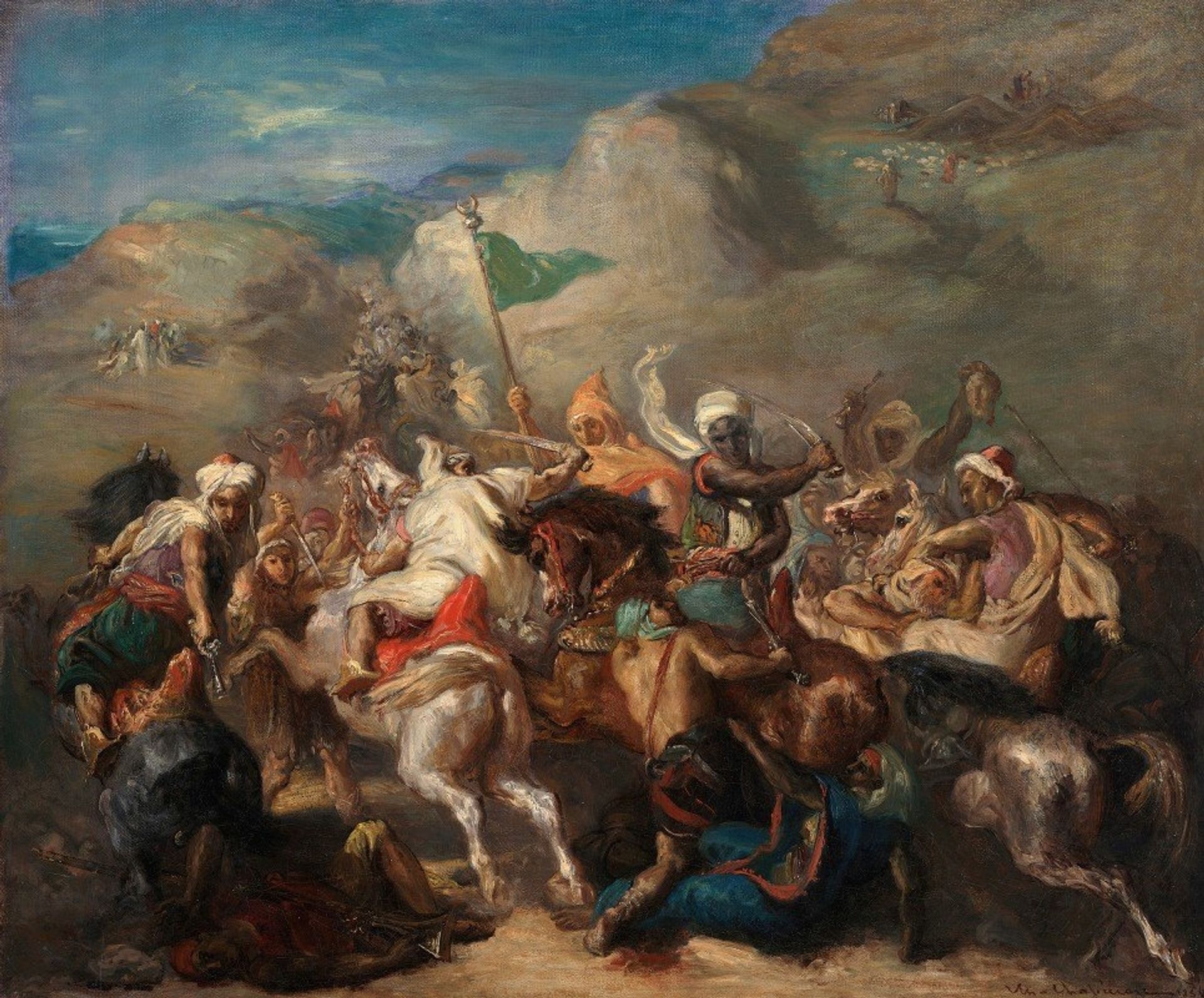 Battle of Arab Horsemen Around a Standard by Théodore Chassériau
