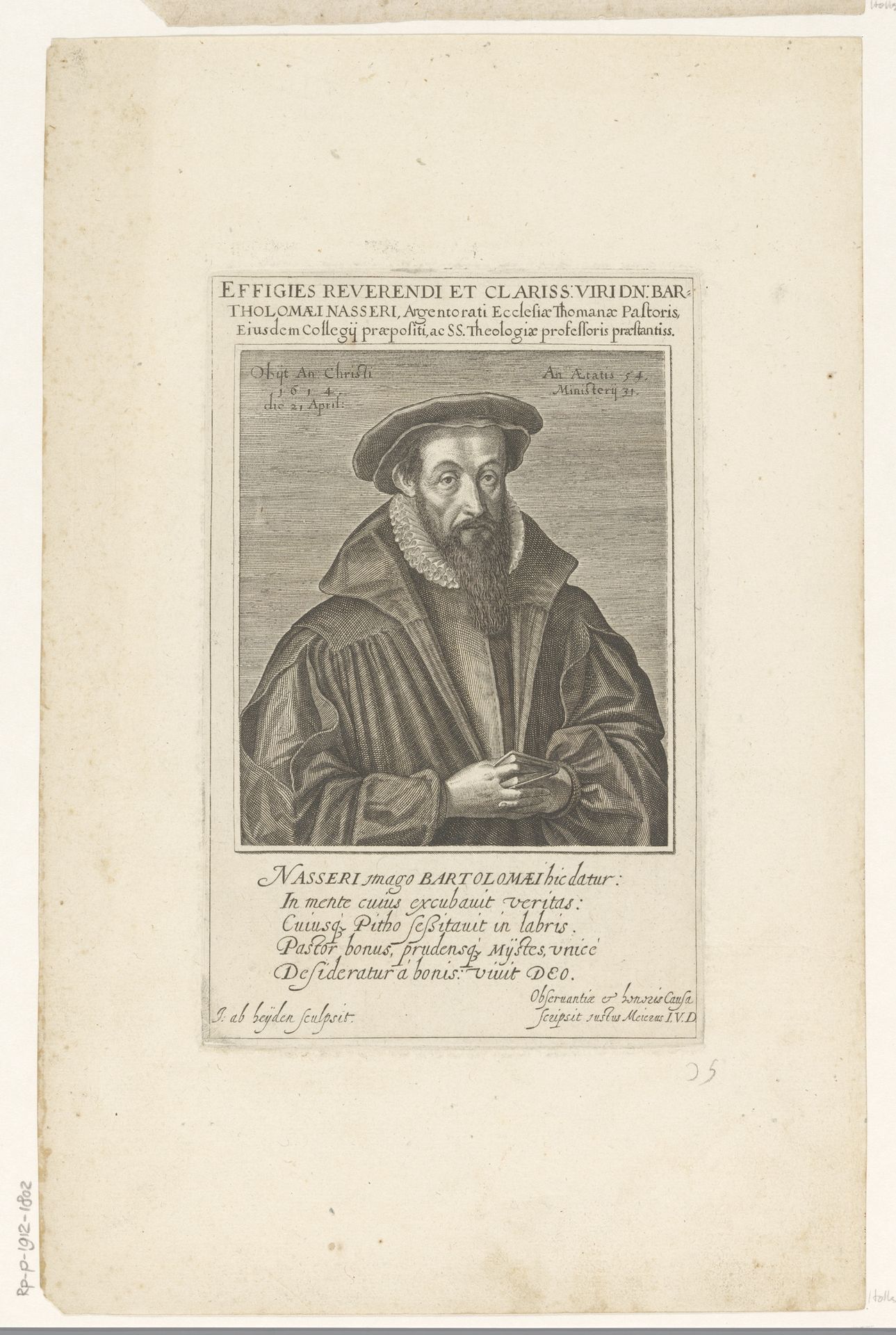 Portret van Bartholomeus Nasser op 54-jarige leeftijd by Jacob van der Heyden