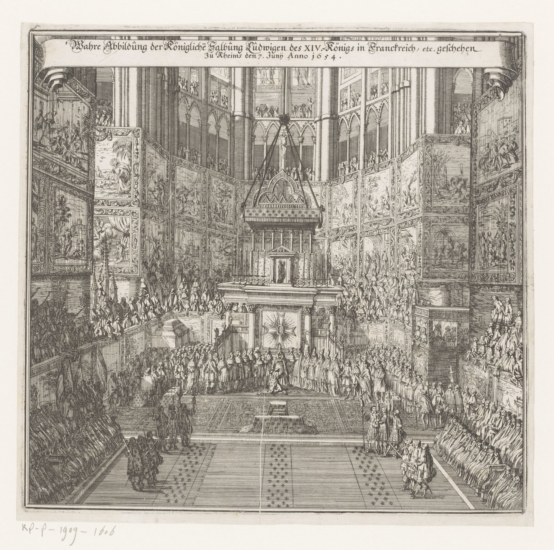 Kroning van Lodewijk XIV in de kathedraal van Reims by Anonymous