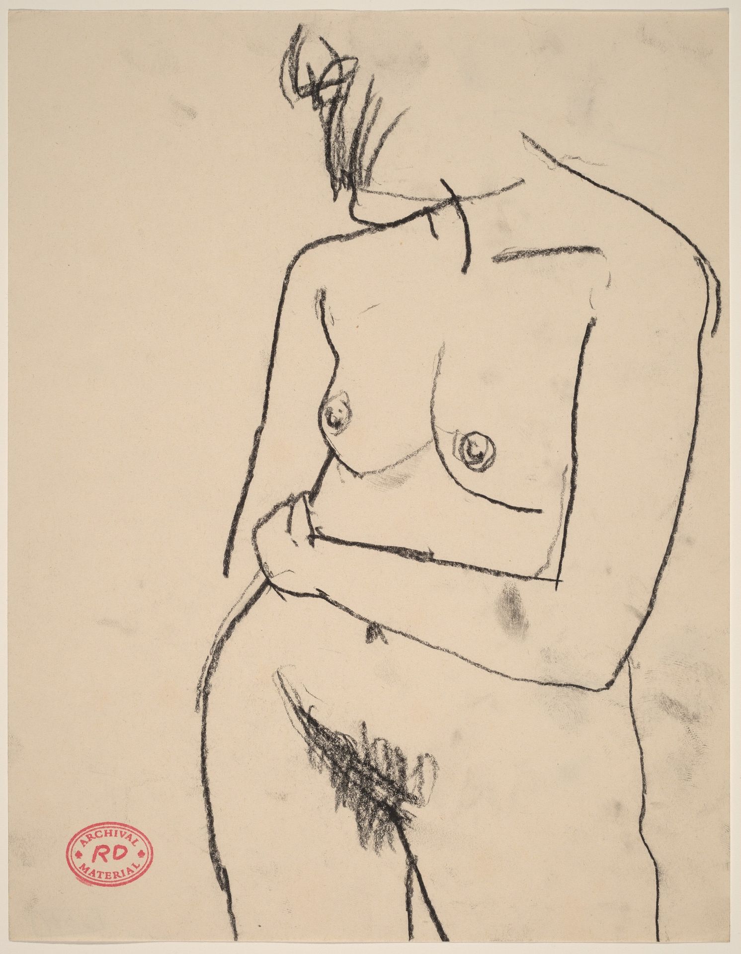Untitled [standing nude turned with her hair hiding her face] by Richard Diebenkorn