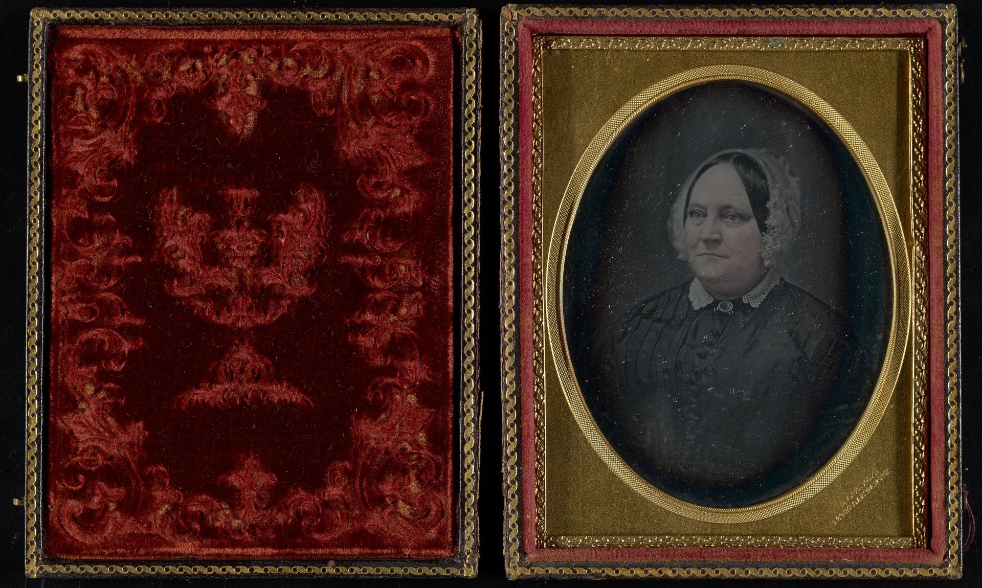 Untitled [bust portrait of a woman with lace cap] by Jeremiah Gurney