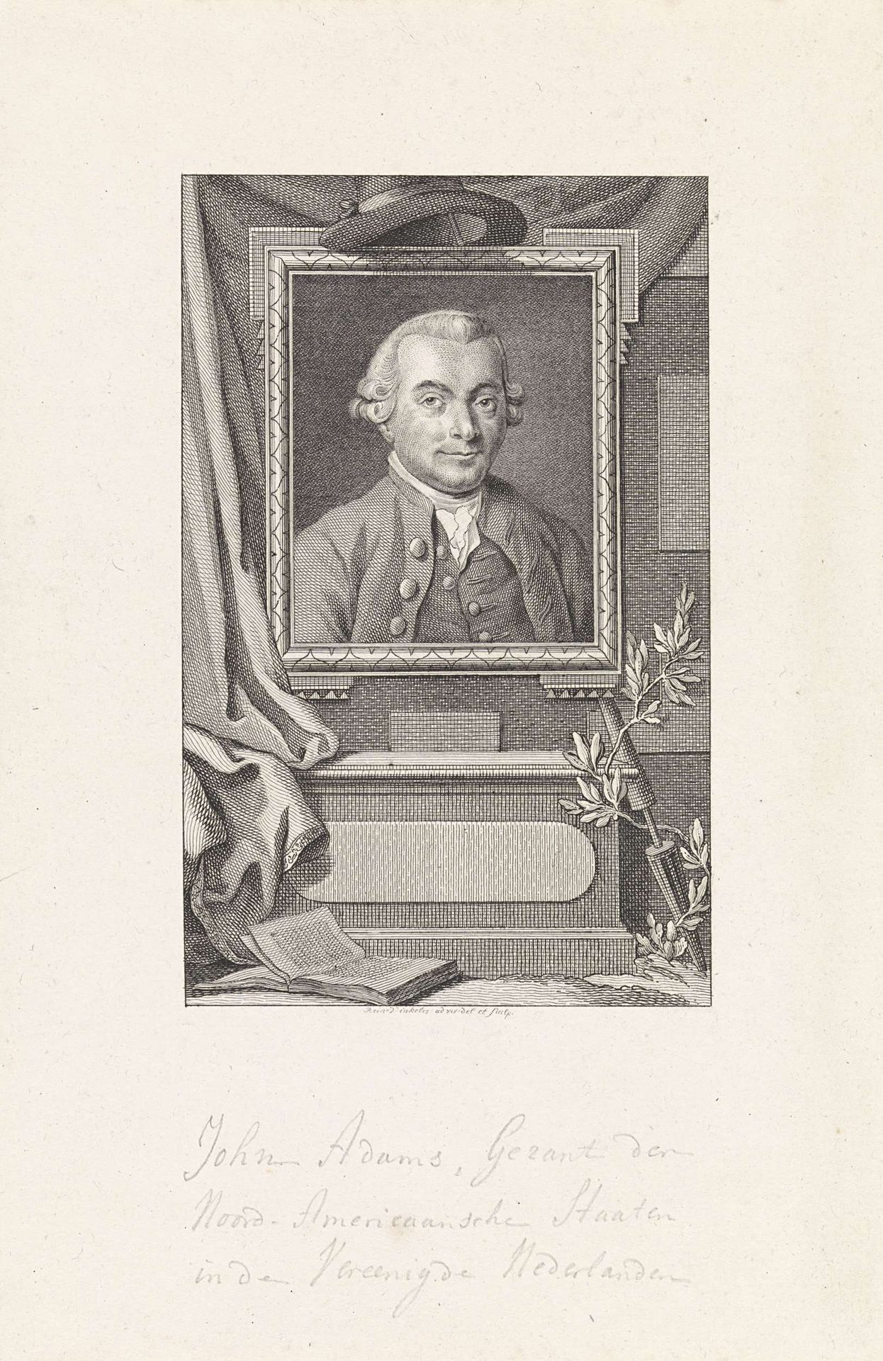 Portret van John Adams by Reinier Vinkeles