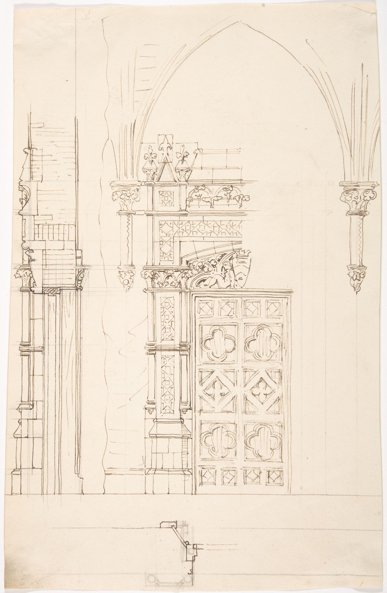 Design for a Gothic Wall and Door by Anonymous