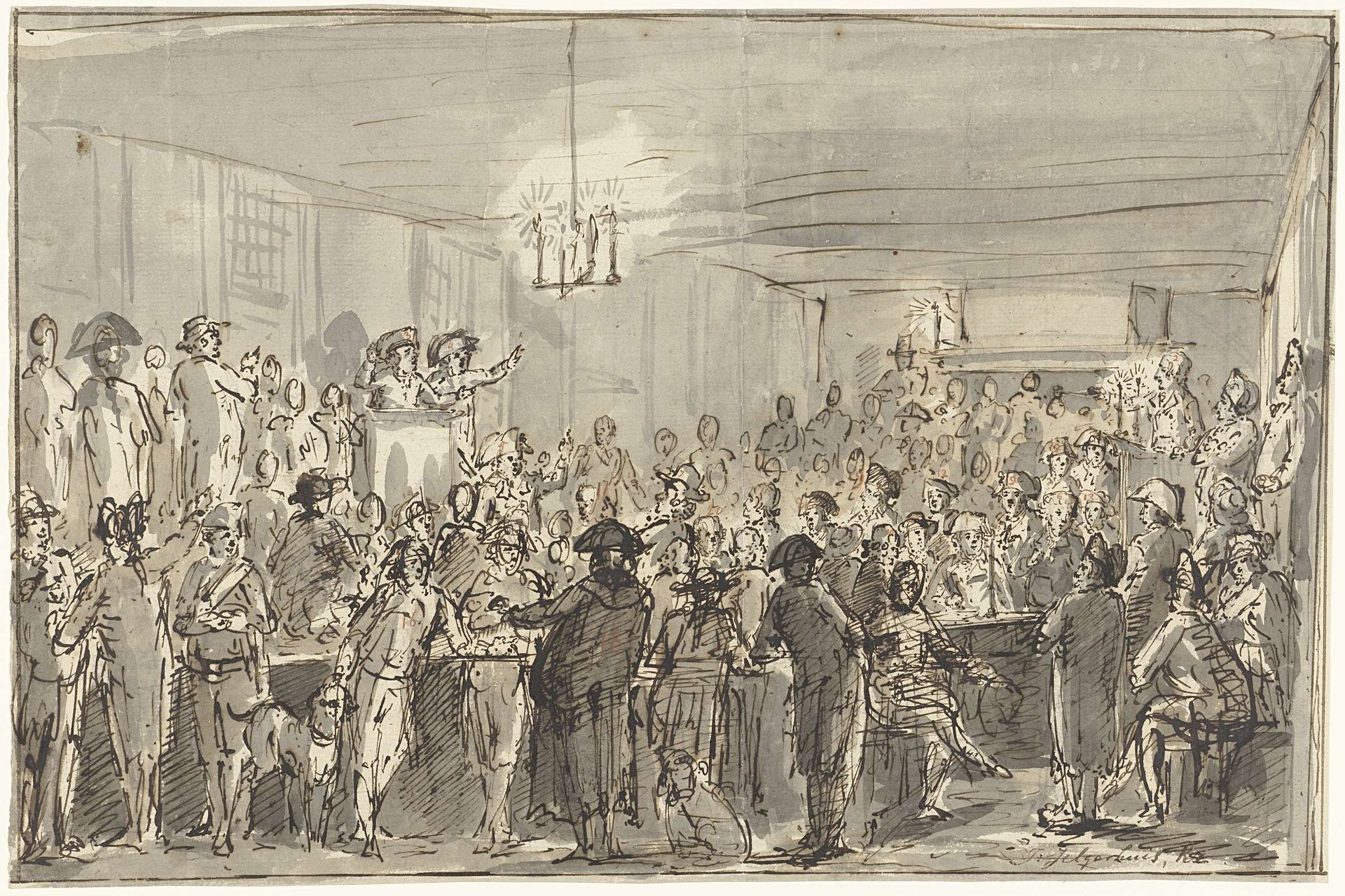 Een revolutionaire vergadering te Delft in 1795 by Johannes Jelgerhuis