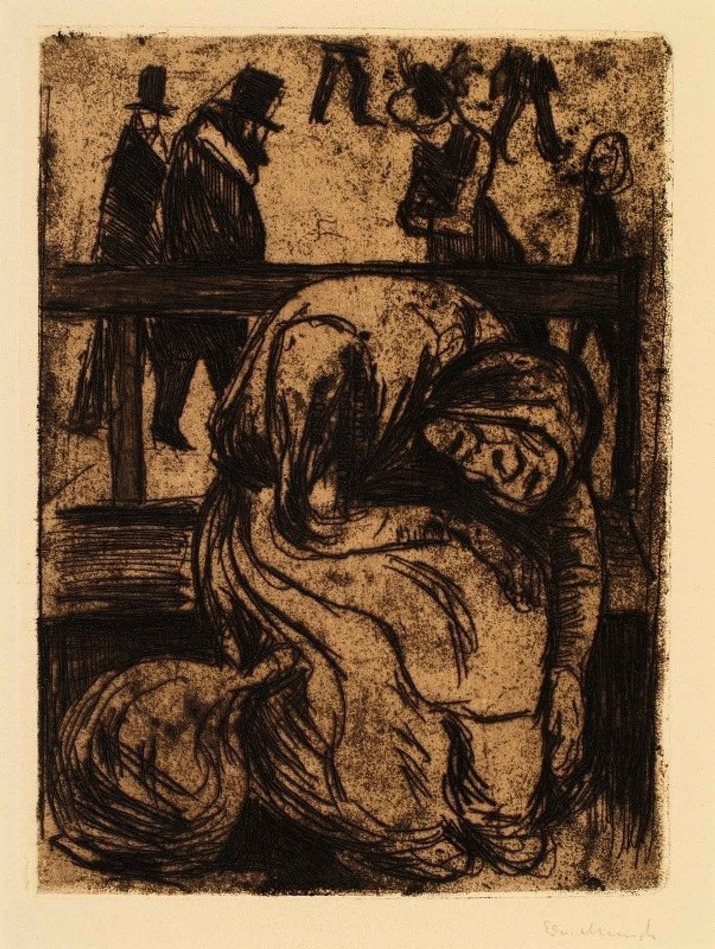 Elderly Woman on a Bench by Edvard Munch