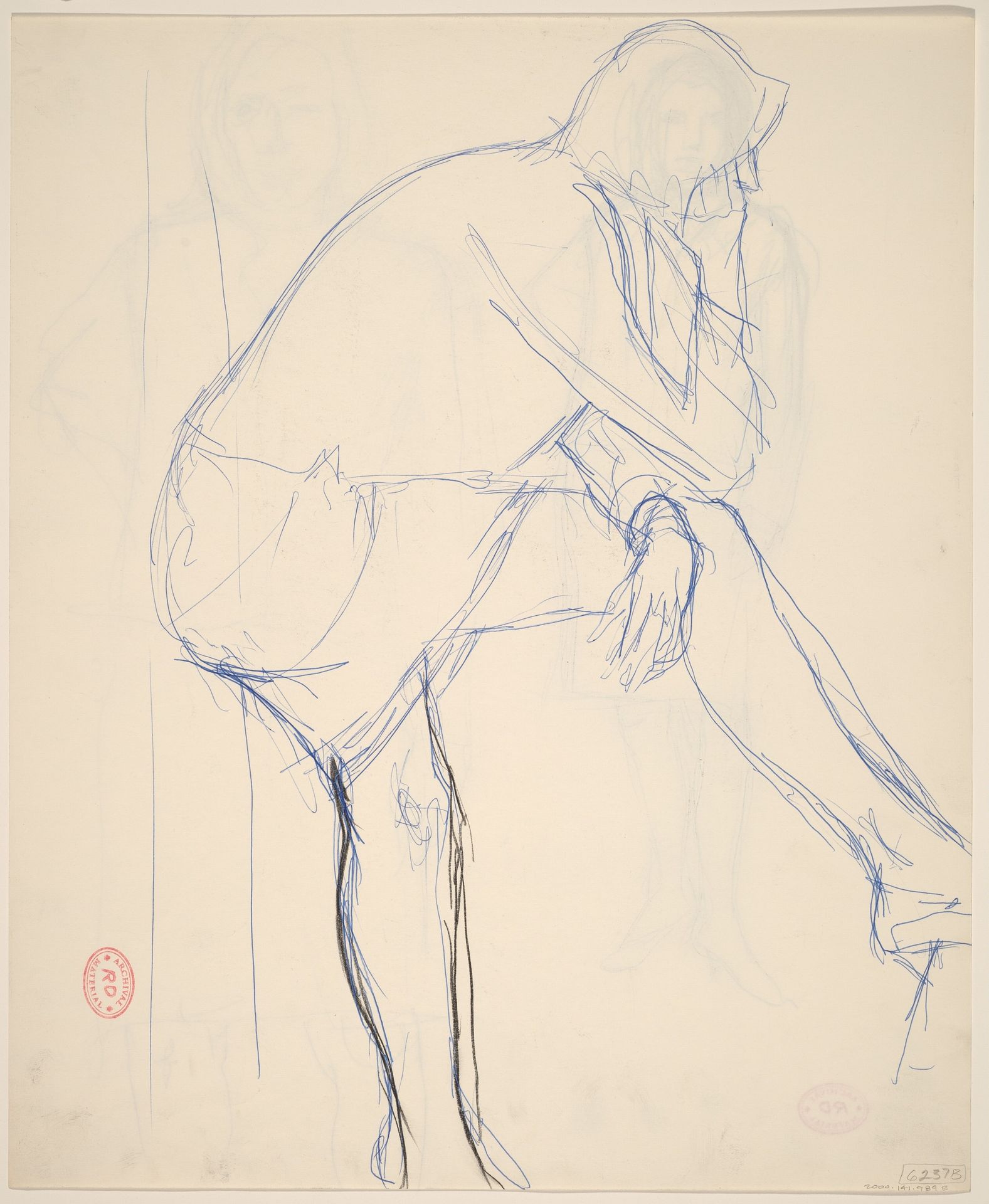 Untitled [side view of woman] [verso] by Richard Diebenkorn