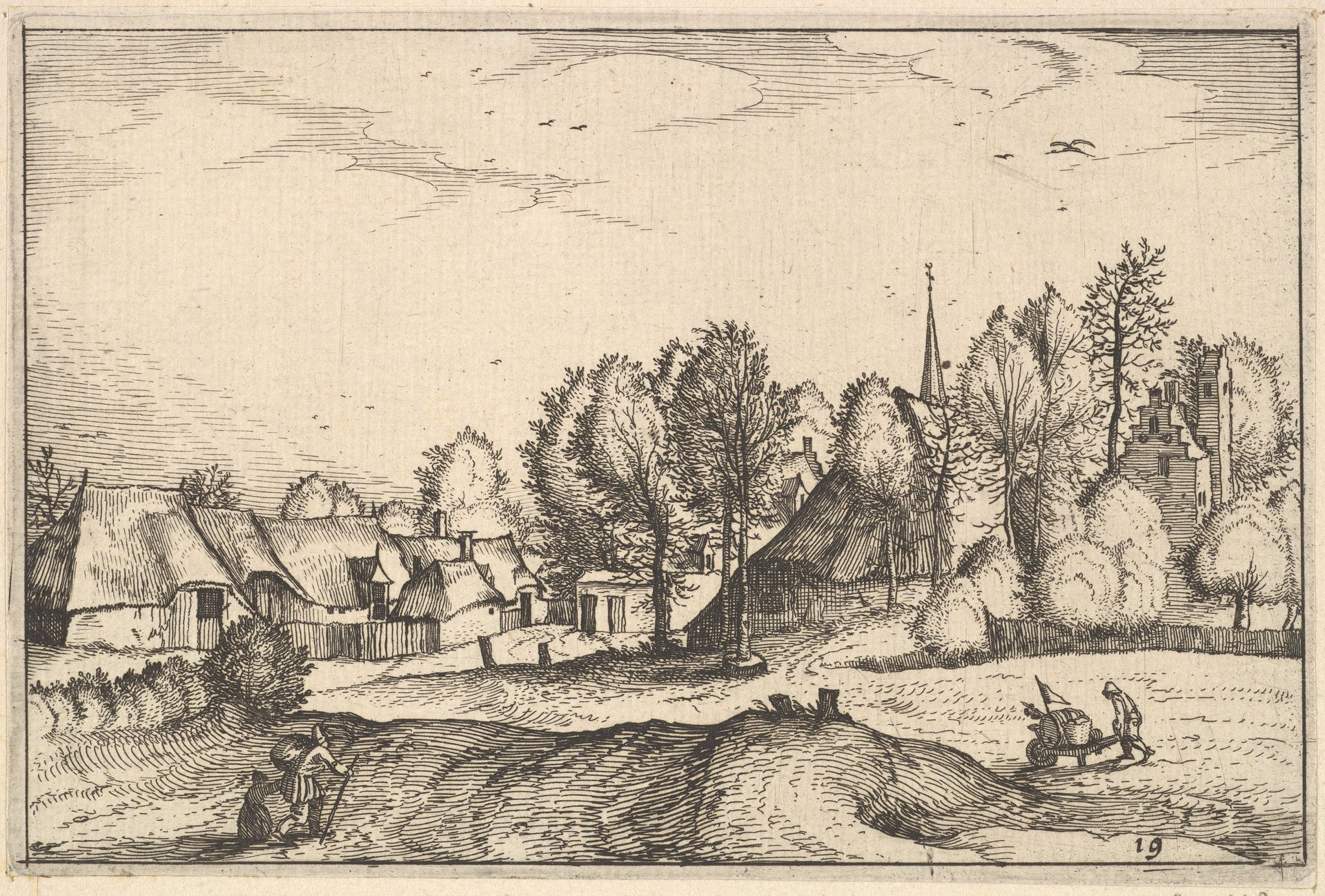 Road into a Village, plate 19 from "Regiunculae et Villae Aliquot Ducatus Brabantiae" by Claes Jansz. Visscher
