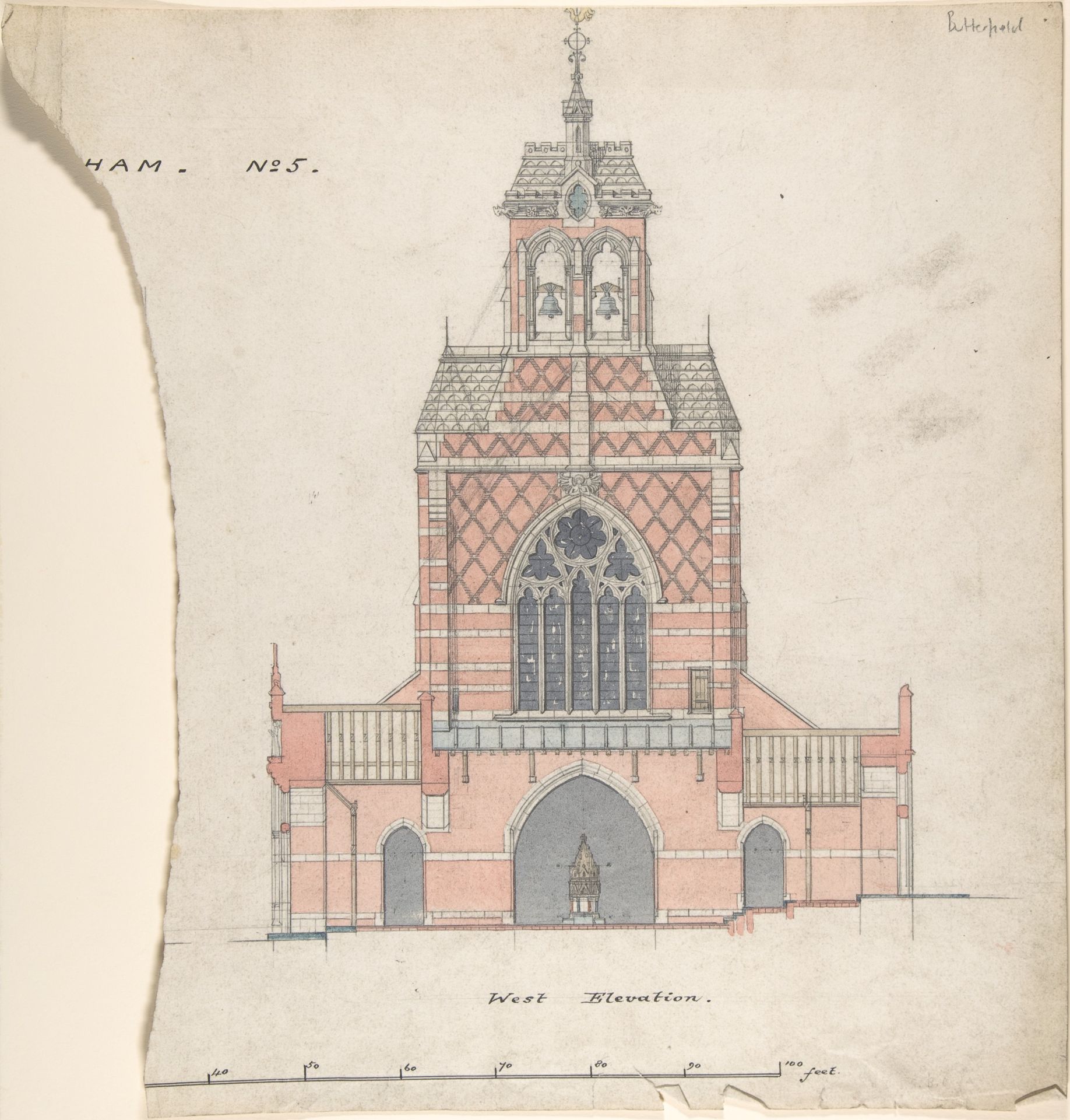 West Elevation of an Unidentified Church by William Butterfield