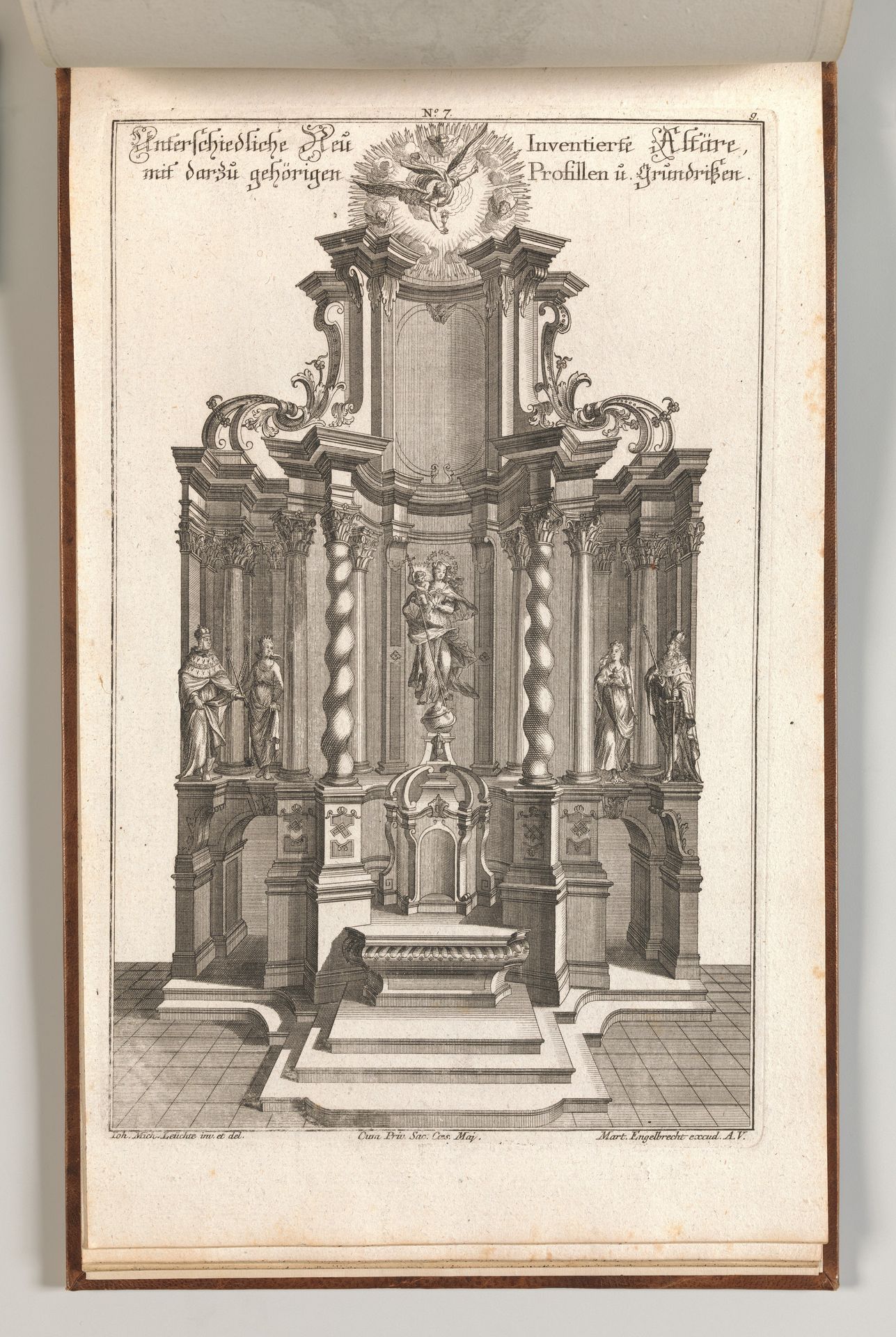 Design for a Monumental Altar, Plate g from 'Unterschiedliche Neu Inventierte Altäre mit darzu gehörigen Profillen u. Grundrißen.' by Johann Michael Leüchte