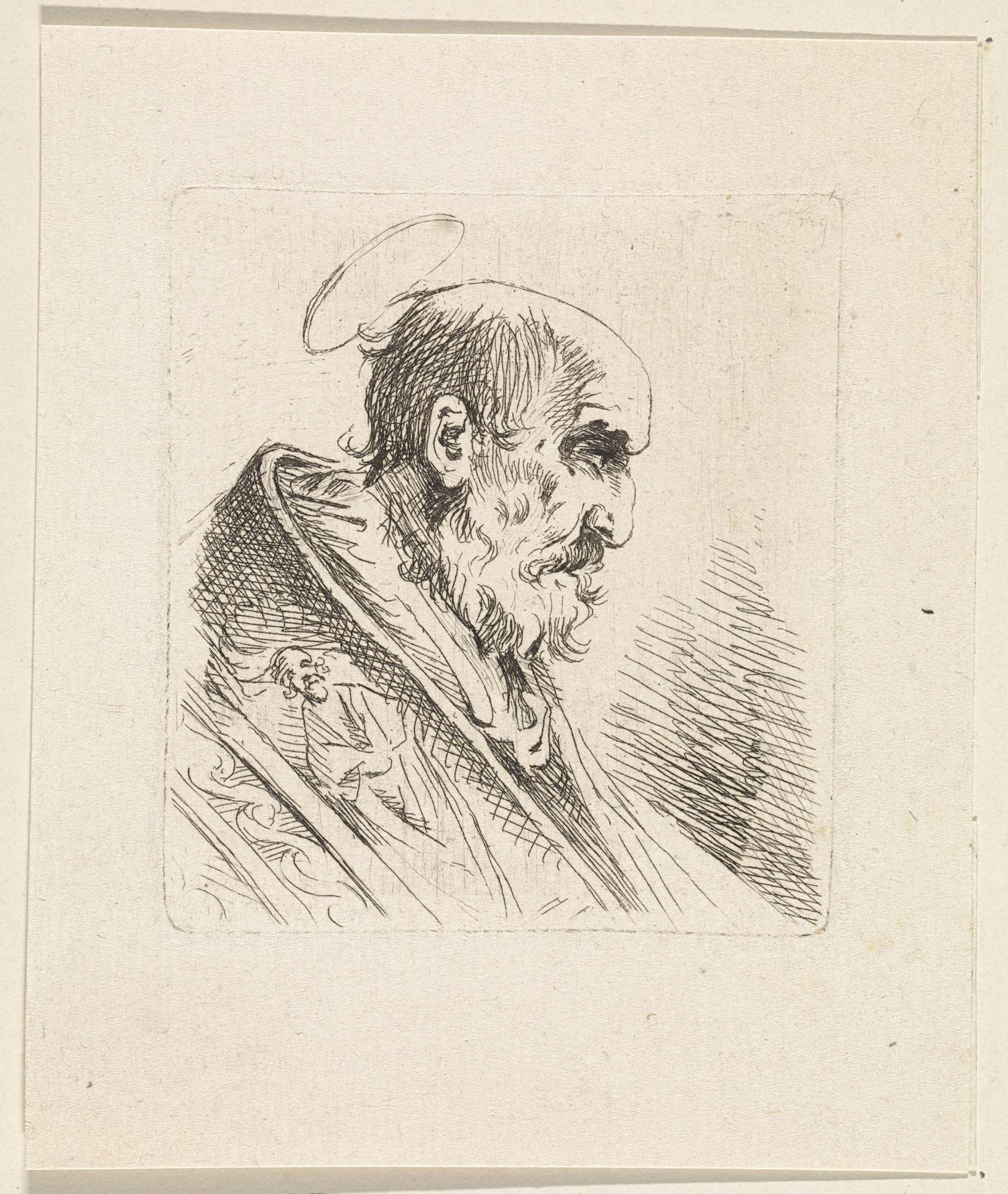 Heilige met nimbus by Henricus Turken