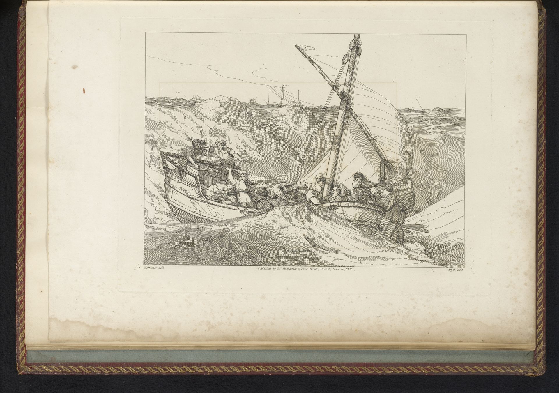 Vissersboot in de golven by Robert Blyth